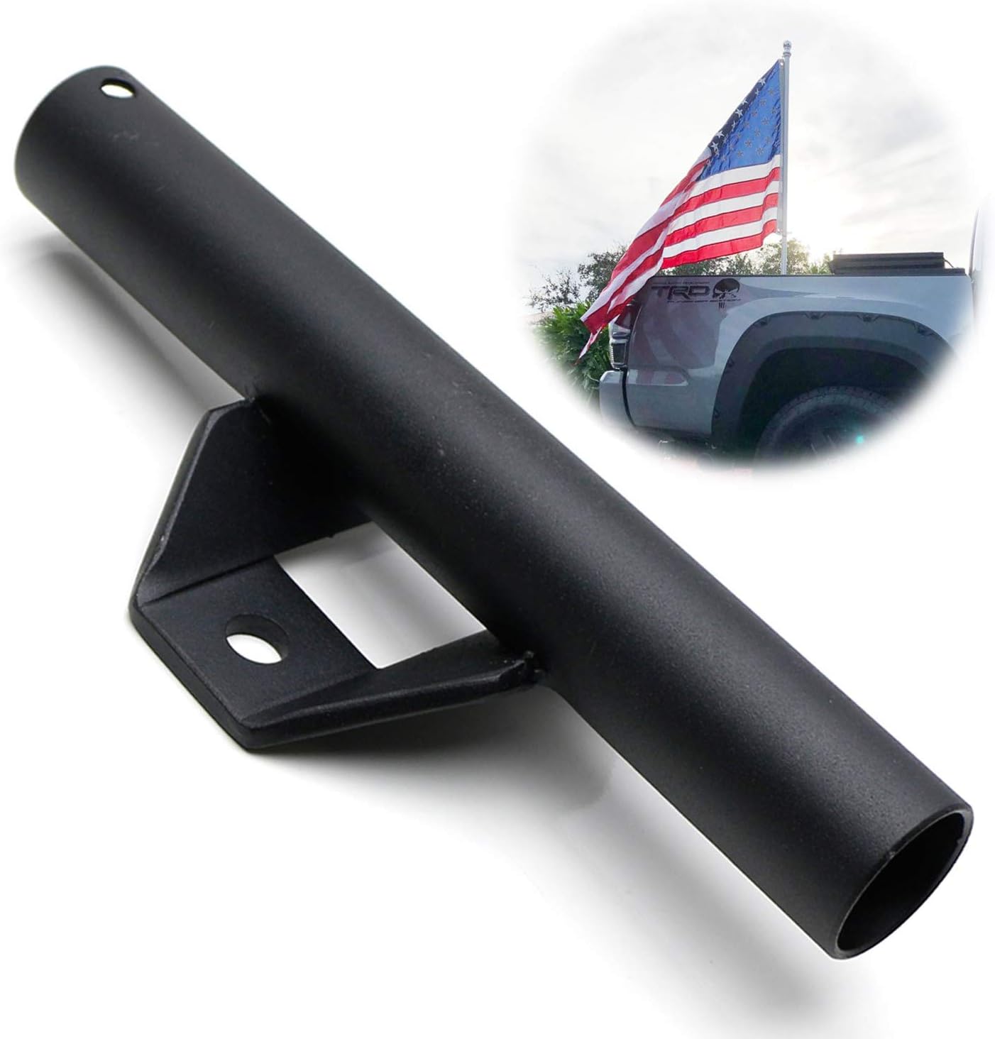 iJDMTOY Truck Bed Rail Side Mount Flag Holder Kit, Compatible with Toyota Tundra Tacoma, Also Other Trucks w/ 1-Inch Gap Rail System