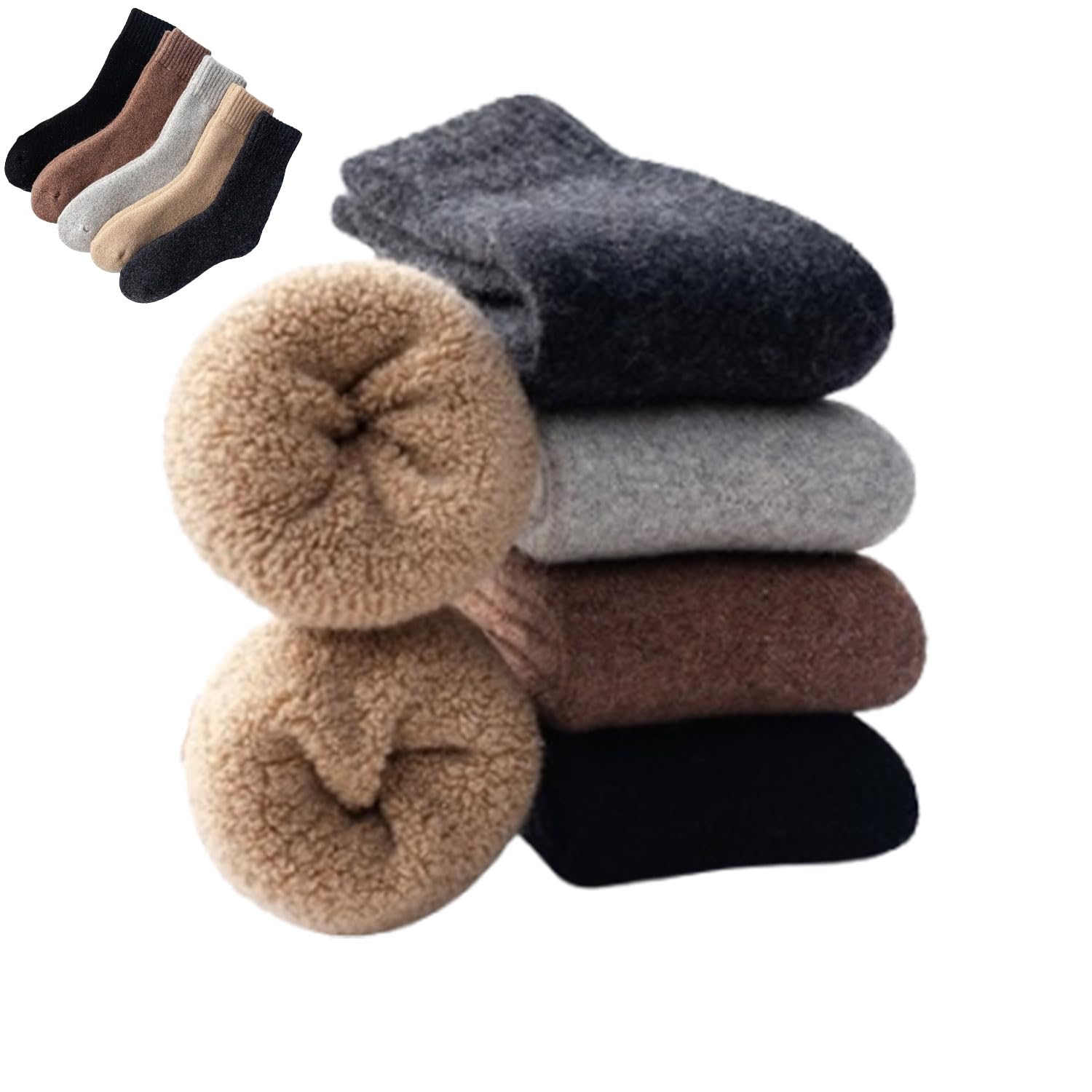 Calcetines de Lana Espesa con 50% de Contenido de Lana, Calcetines de Rizo Gruesos de Invierno para Hombres y Mujeres, Calcetines de Media Pantorrilla de Color sólido