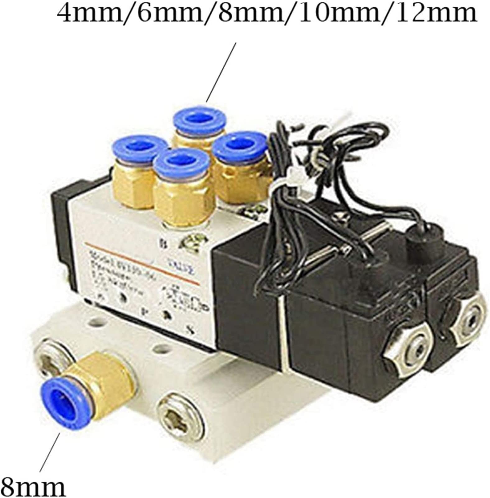 Válvula Solenoide neumática Doble DC12V 24V, silenciador de válvula electromagnética 4V110-06, Juego de Base de Ajuste rápido AC110v 220v útil(6mm Fittings,DC12V)