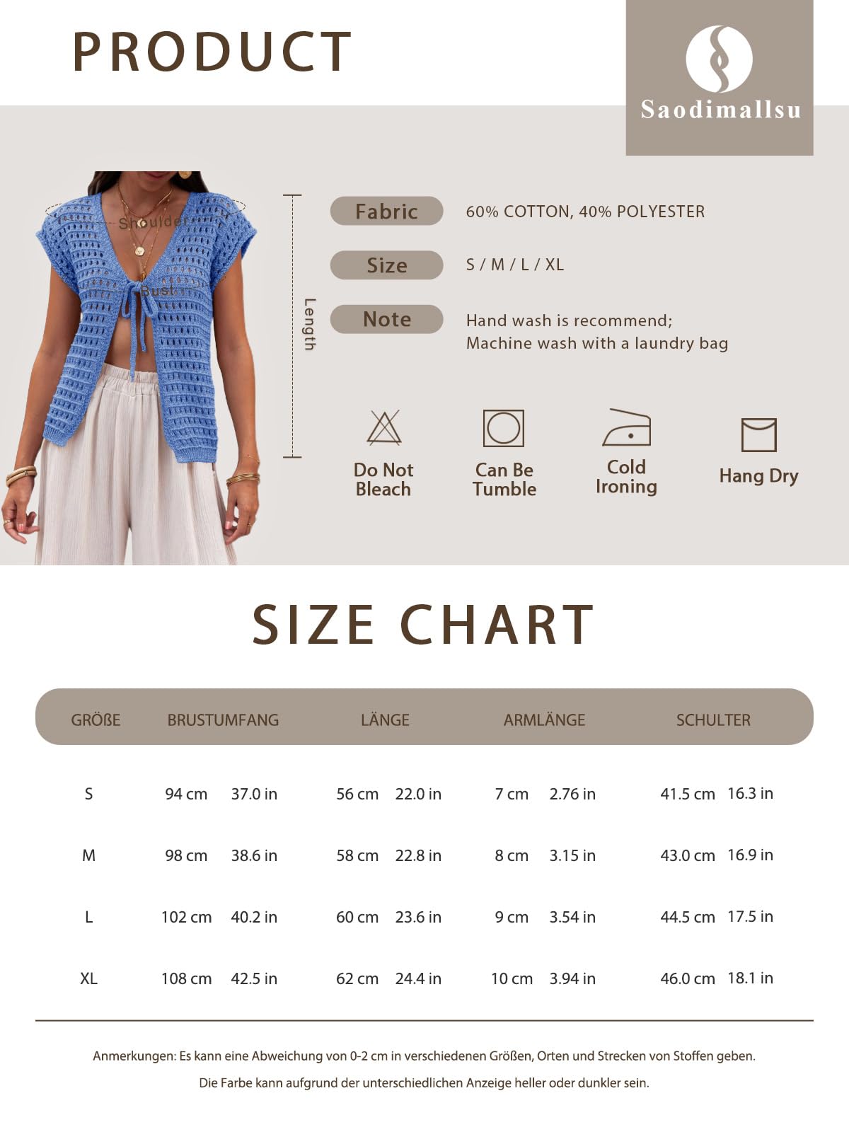 Saodimallsu Cardigan estivo da donna, con scollo a V, sexy, boho, a maniche corte, aperto, a maglia, leggero, da spiaggia