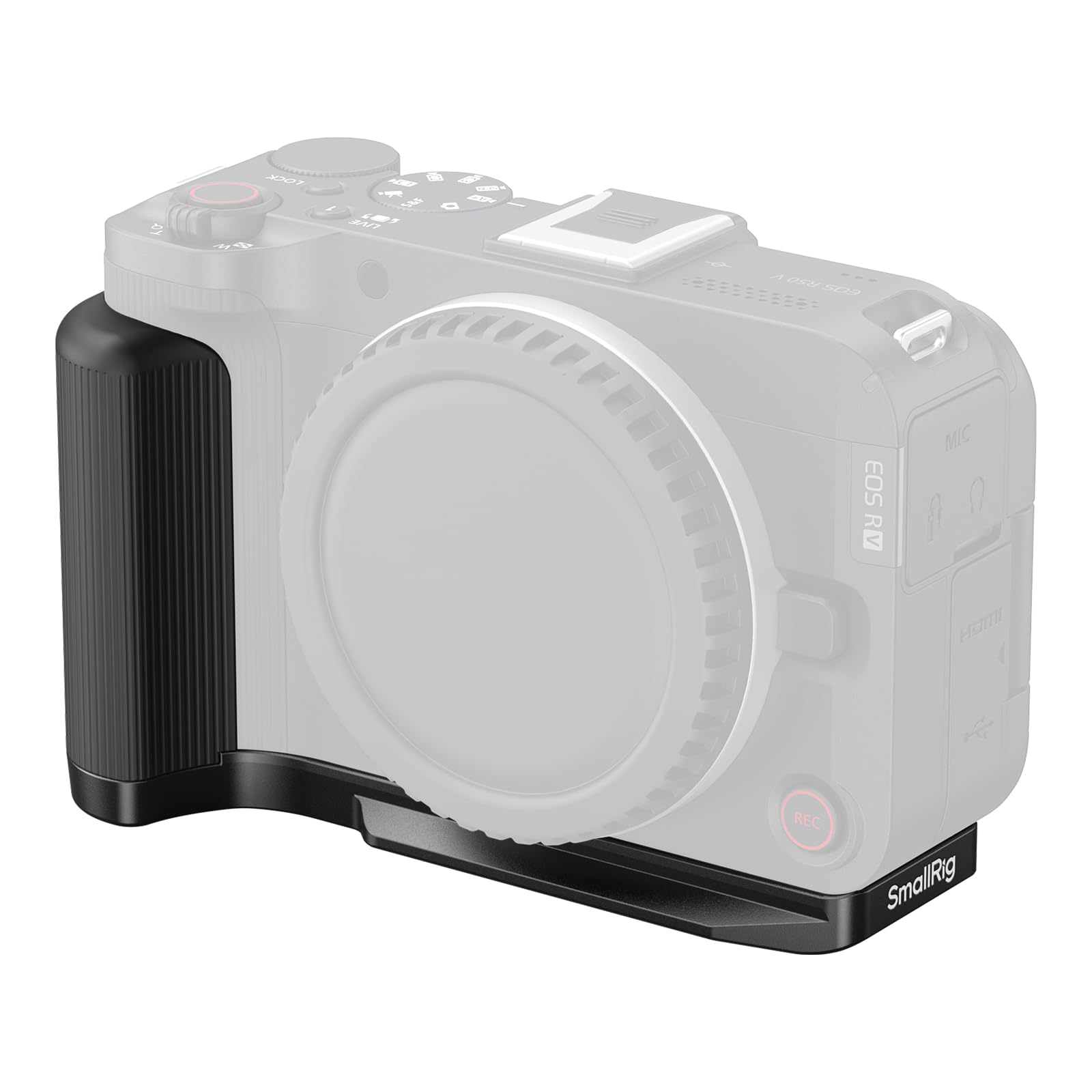 SMALLRIG Impugnatura R50 V a forma di L per Canon R50V con piastra a sgancio rapido per Arca, impugnatura laterale leggera a coste, supporto per scarpa fredda, fori filettati da 1/4"-20, supporto per