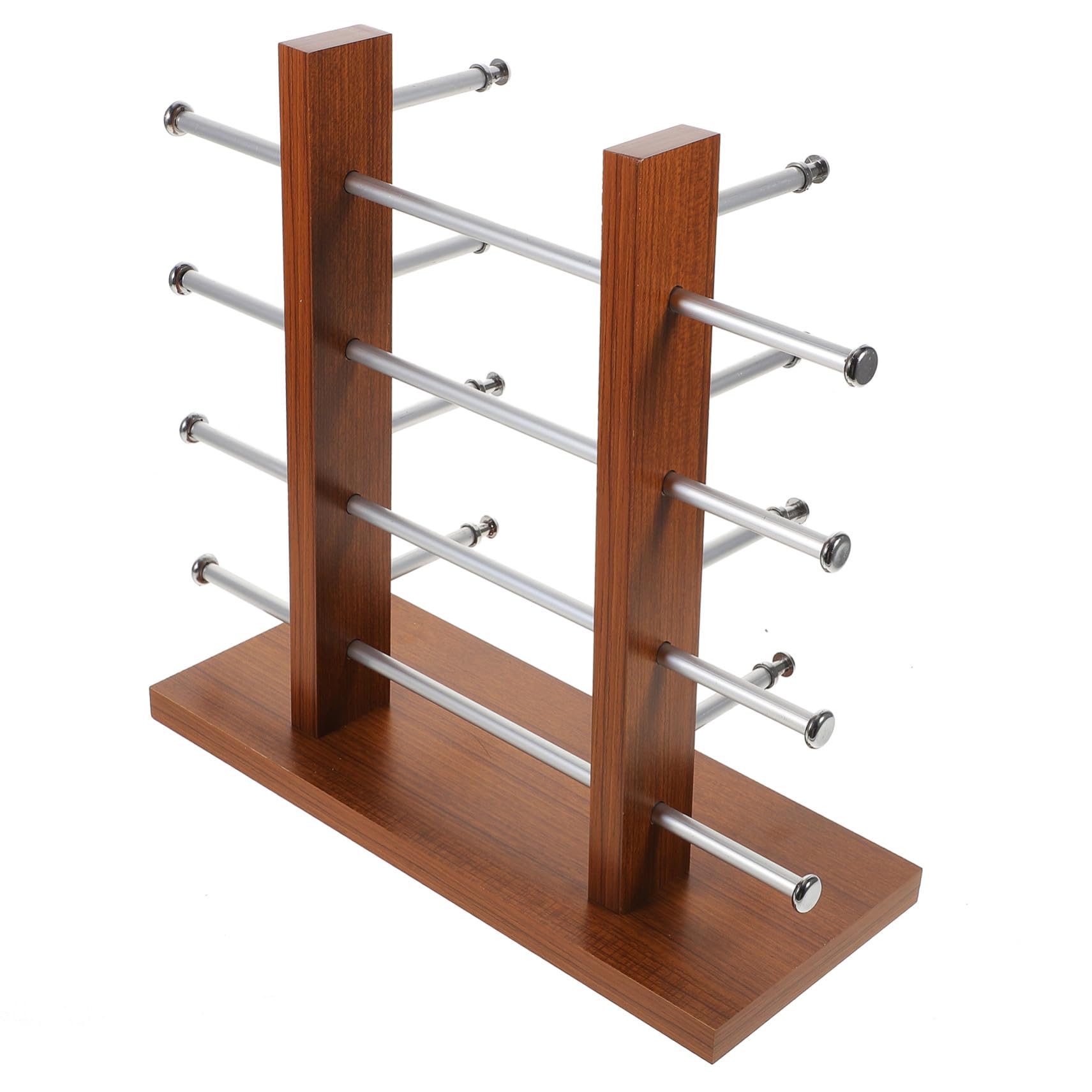 Vintage Brillenständer aus Holz und Aluminium Mehrschichtiges Brillenregal mit Stabilem Sockel Platzsparender Eyewear Organizer für Brillen zur Präsentation und Aufbewahrung von