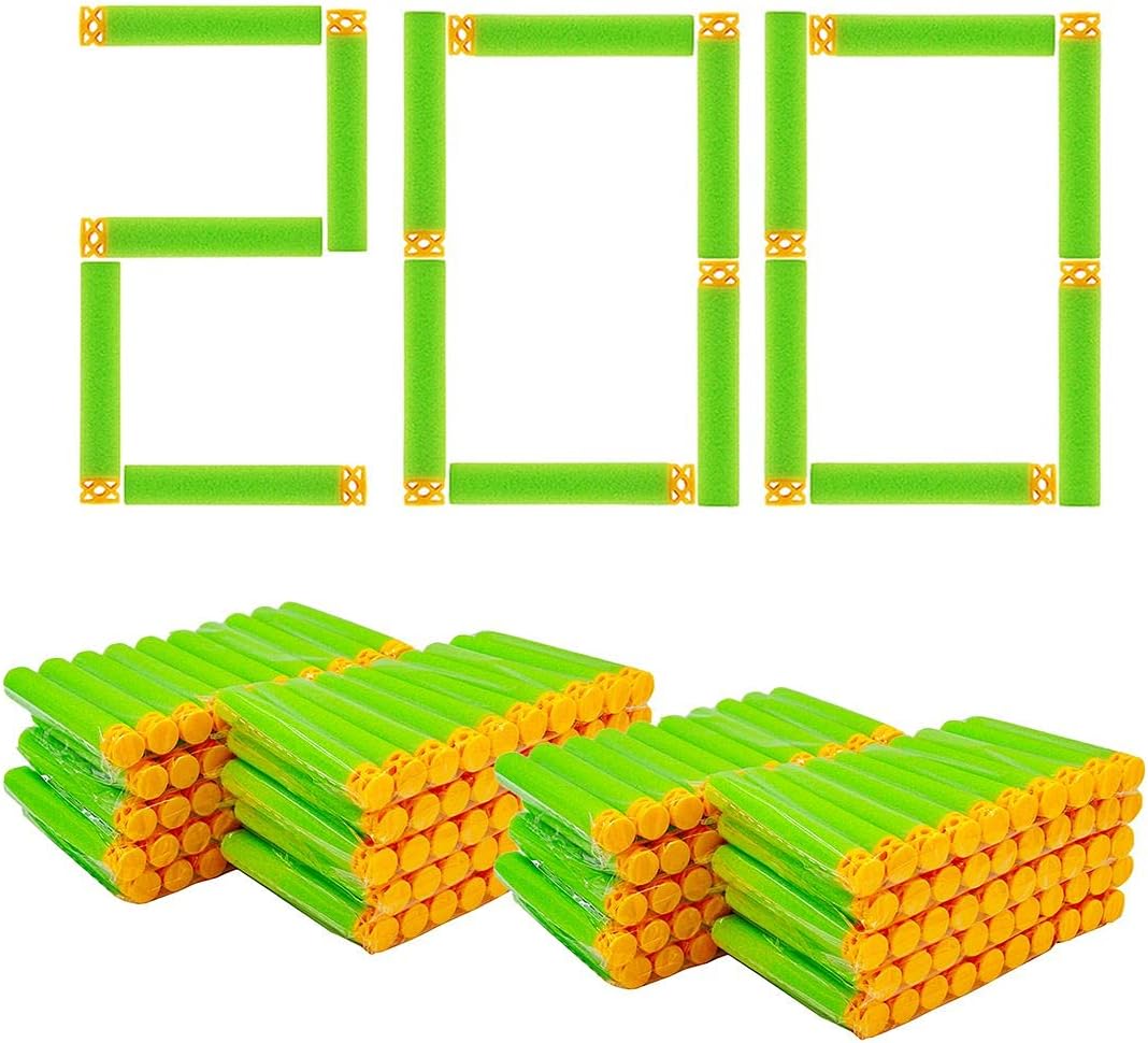 BOROLA 200Pcs Hollow Out Soft Foam Refill Waffle Darts Compatible for Nerf Elite Series Blasters(Green)