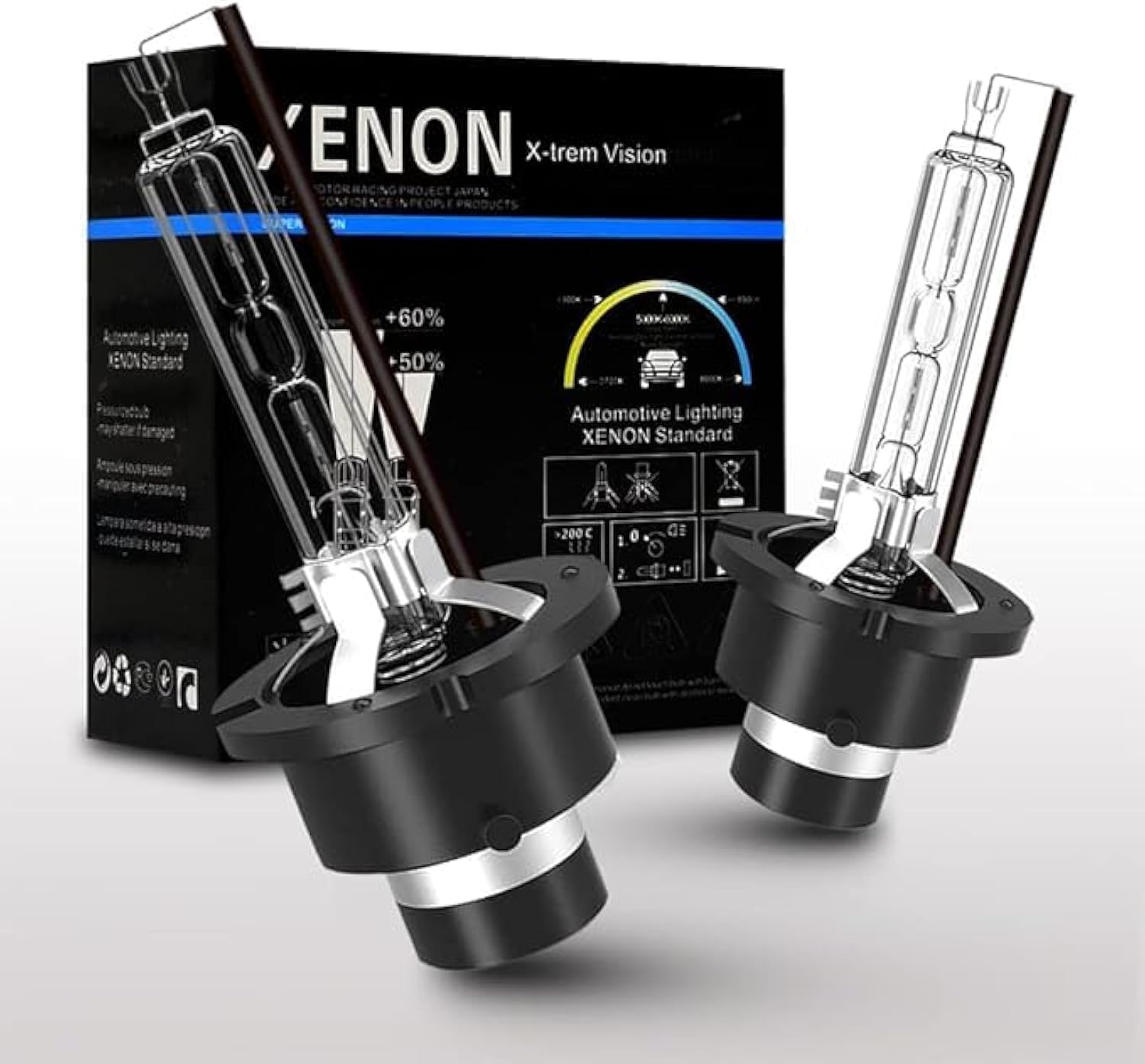 D4S HID Xenon Bulbs,35W 8000K Replacement Light Bulb 8000k Ice Blue Lamp for Car Auto LED Exterior Headlamp Bulbs Pack of 2