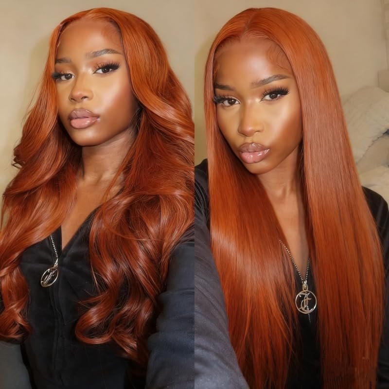 Ali Pearl Wig Ginger Wig Human Hair #35 Orange Body Wave Lace Front Wigs Human Hair 5x7 Ready to Wear Wigs Glueless Human Hair Pre Plucked Pre Cut 22 Inch 22 In