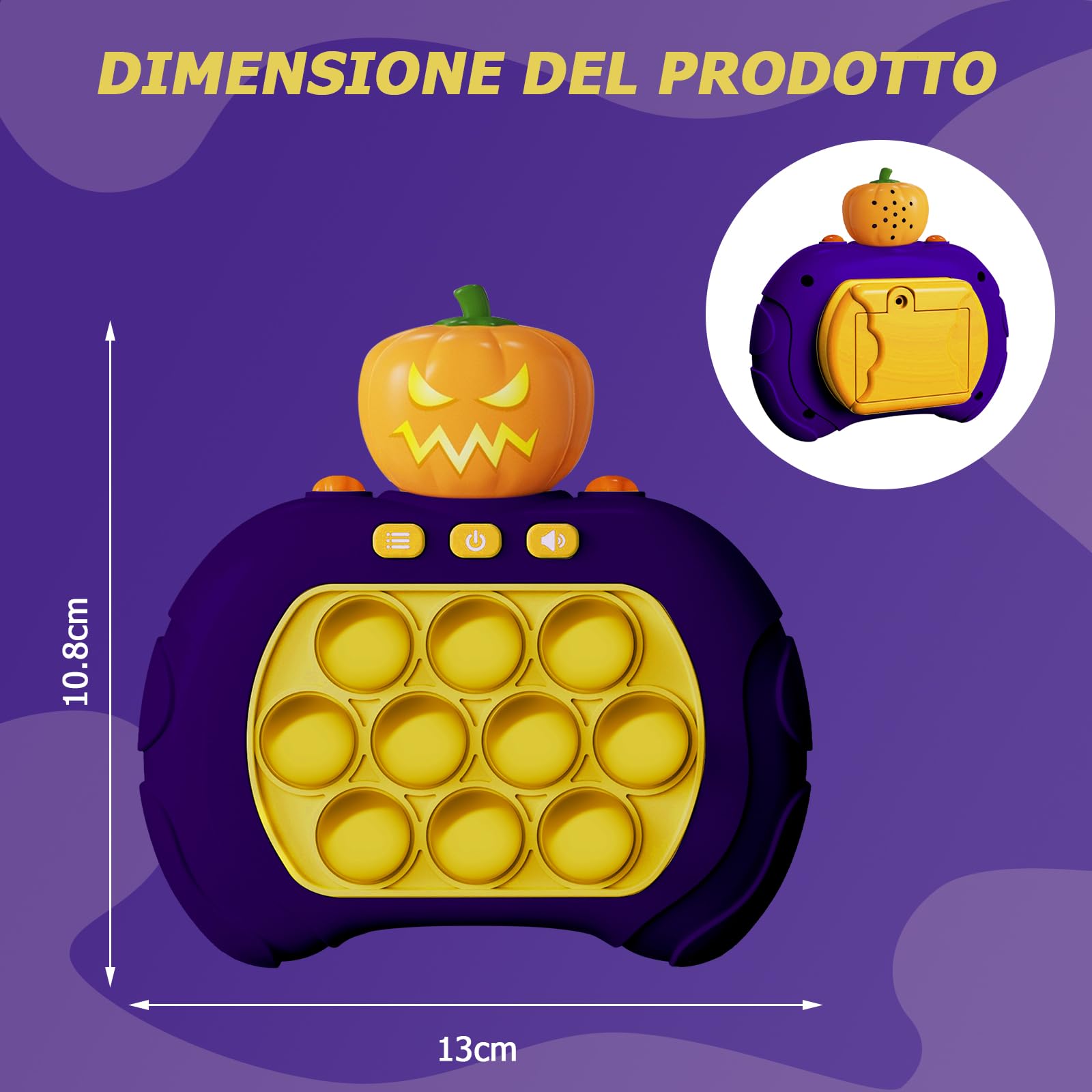 Halloween Pop It Elettronico, Gioco Quick Push Bubble Game Spinta Pop Squeeze Toys Per Gadget Compleanno Bambini Pulsante Giocattoli Divertenti Regalo Bambini Adulti Halloween Zucca