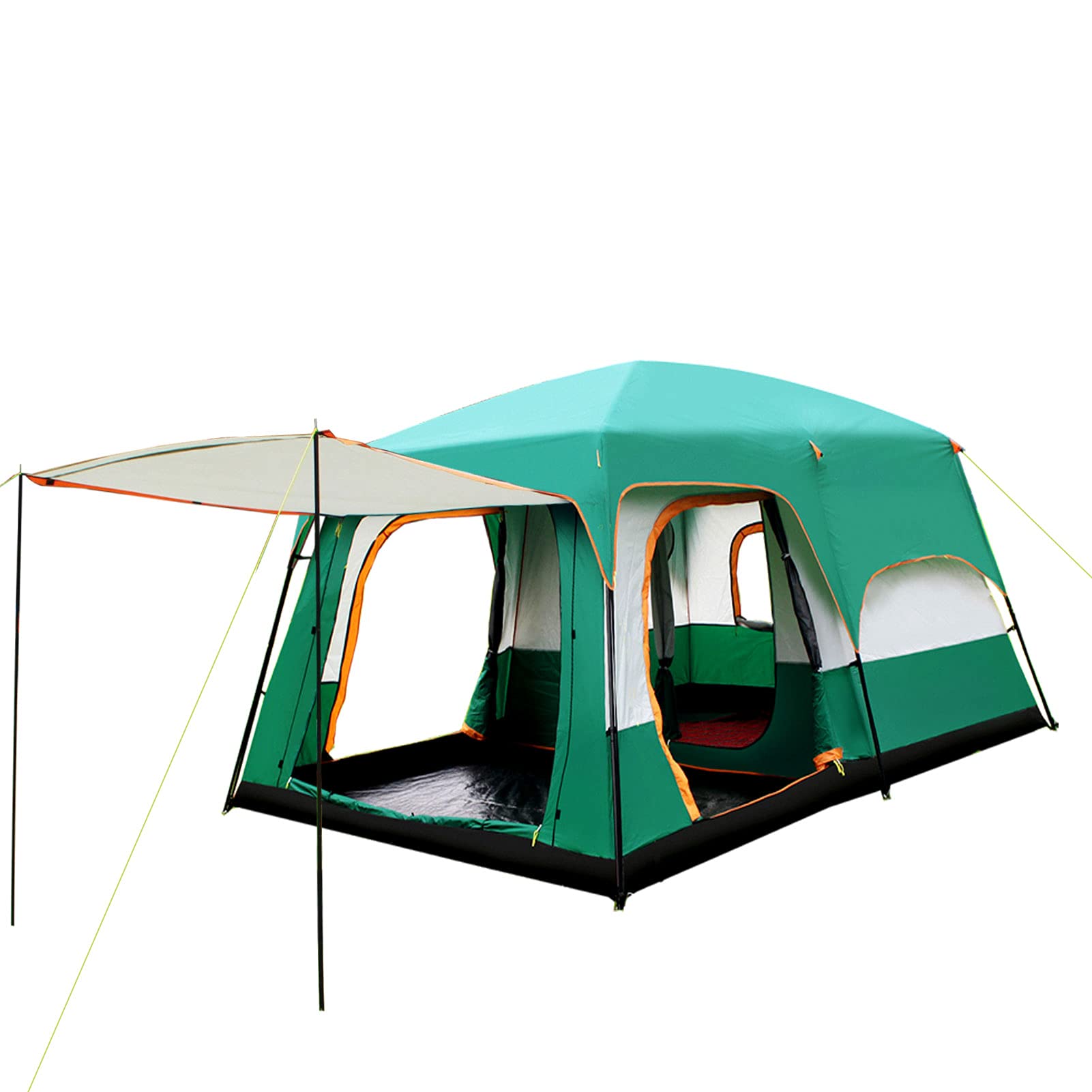 SAMCAMEL 6 Person Camping Tent, Family Tent with 3 Door & 3 Mesh Window, Mesh Roof with Removable To
