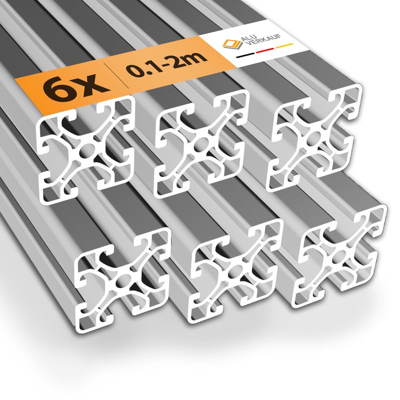 Alu-Verkauf Aluprofil 40x40mm Nut 8-6x Aluminium Profil 2000mm - Maße & Stückzahlen wählbar - T-Nut Schiene - Systemprofil aus Aluminium für Profis und Hobbyanwender