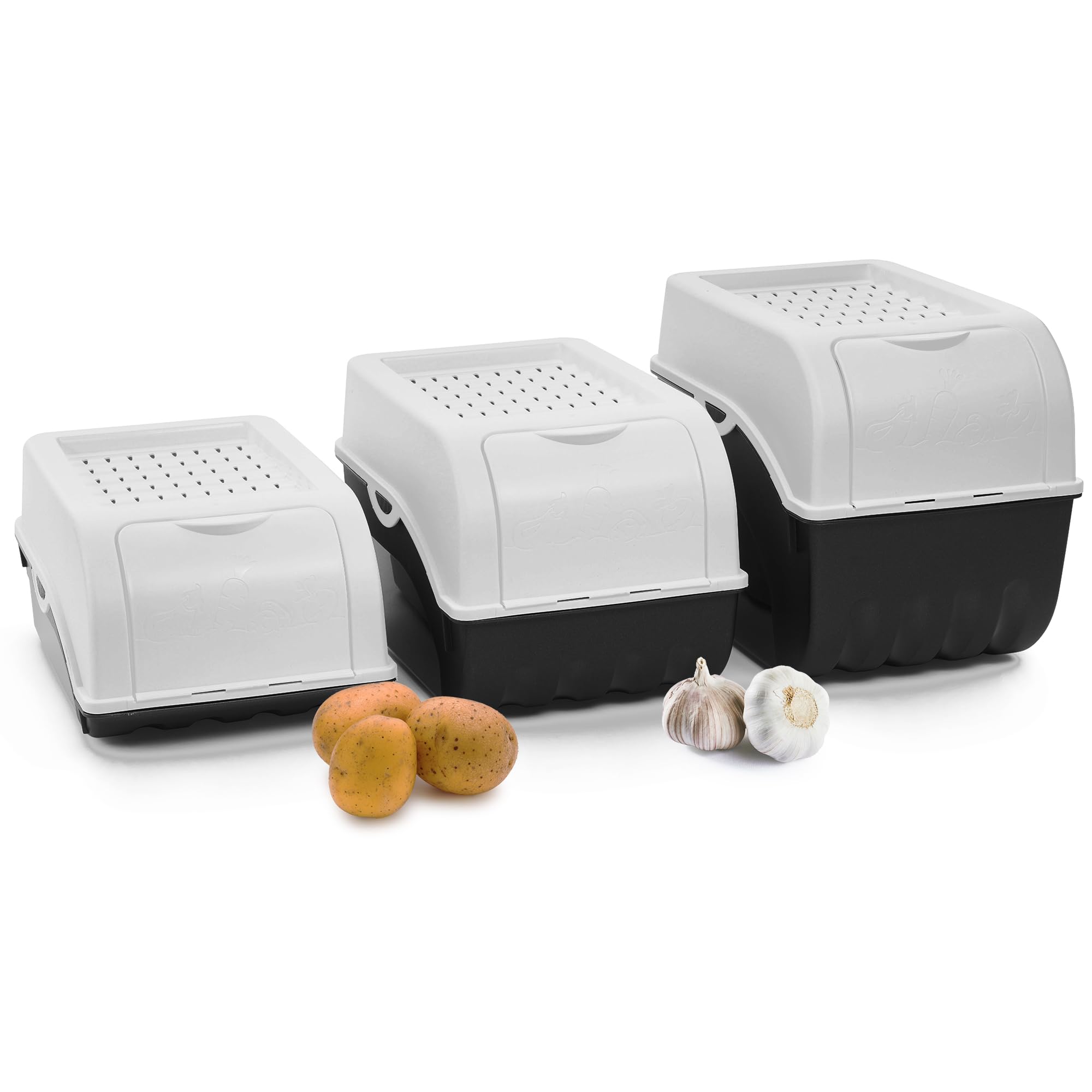 Novaliv Vegetable Boxes, Plastic, Set Weiß, 1x Set 3,5 l+5 l+9 l