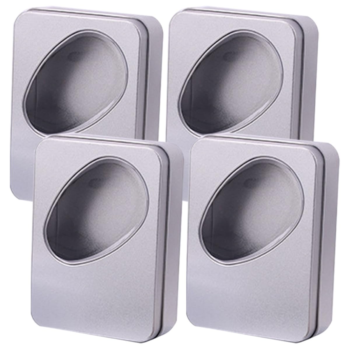 Latas para dulces de hojalata KICHOUSE, 4 cajas ovaladas de 35 mm con ventana para regalar detalles