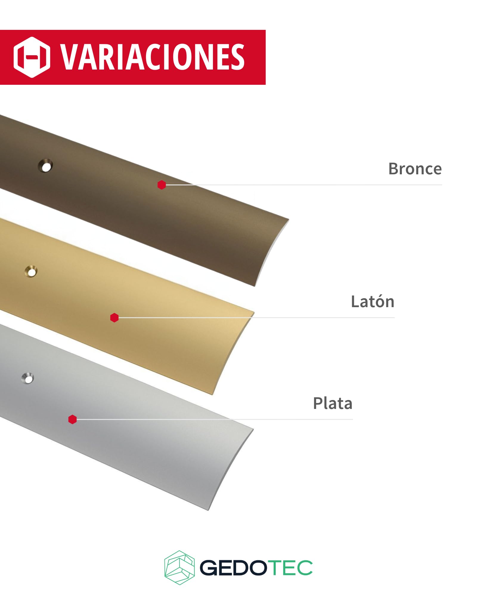 Gedotec Übergangsprofil Laminat - Vinyl Übergangs-Schiene gelocht Bodenprofil gewölbt | Türschwelle zum Schrauben | Alu Bronze eloxiert | Profil 40 x 2000 mm | 1 Stück Teppichschiene