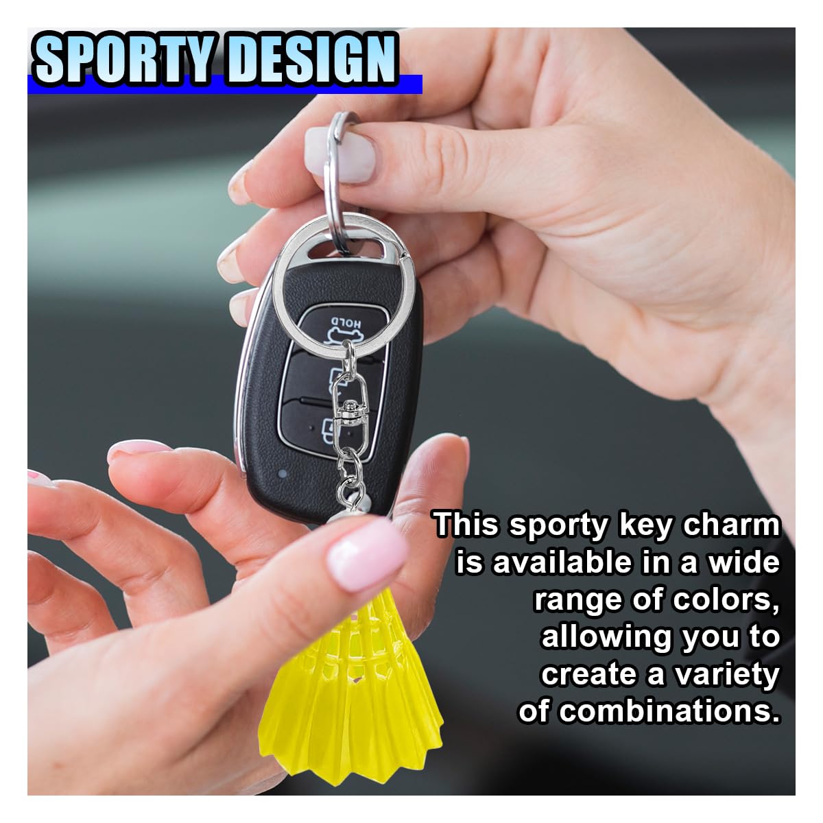 Mini Badminton Car Key Chain Personalized Auto Key Fob Keychain Holder Key Ring Decoration Accessories for Women Men — view 4