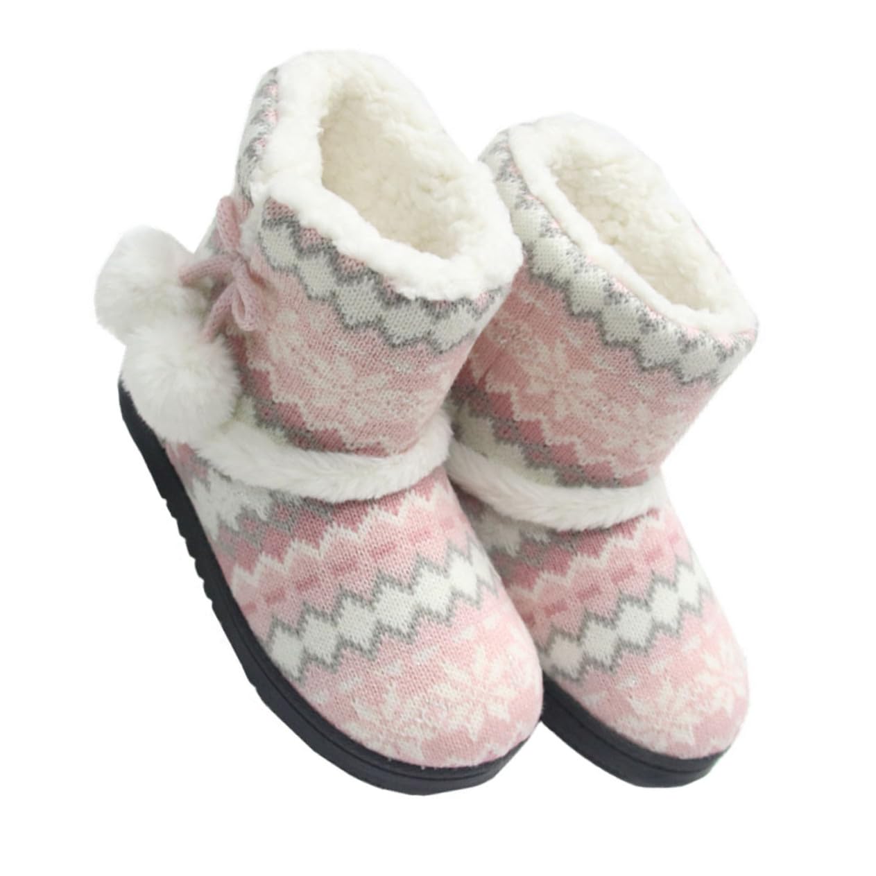 NOLITOY Zapatillas de Casa para Mujer con Gruesa Antideslizante Algodón Cálido Interior de Felpa para Invierno Pantuflas Rosas Cómodas y Resistentes para Uso Interior