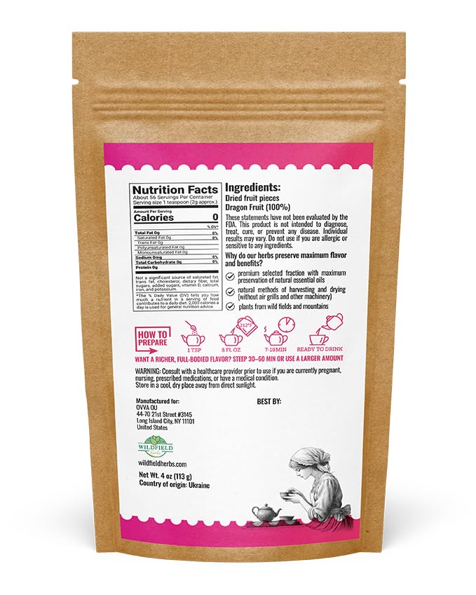 Image of 4 oz. Dragonfruit Herbal Tea (Hylocereus Undatus) - 113g Dried Dragon Fruit Herb Te De Pitahaya