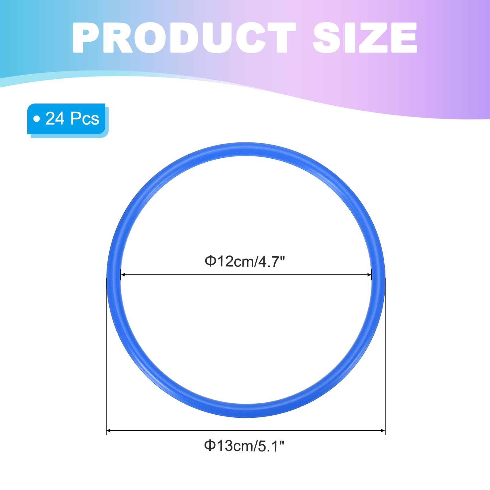 PATIKIL 5.1 Inch Plastic Ring-Toss Rings for Bottles 24 Pack Carnival Rings Plastic Hoops for Speed and Agility Practice Outdoor Party Favor - Image 2