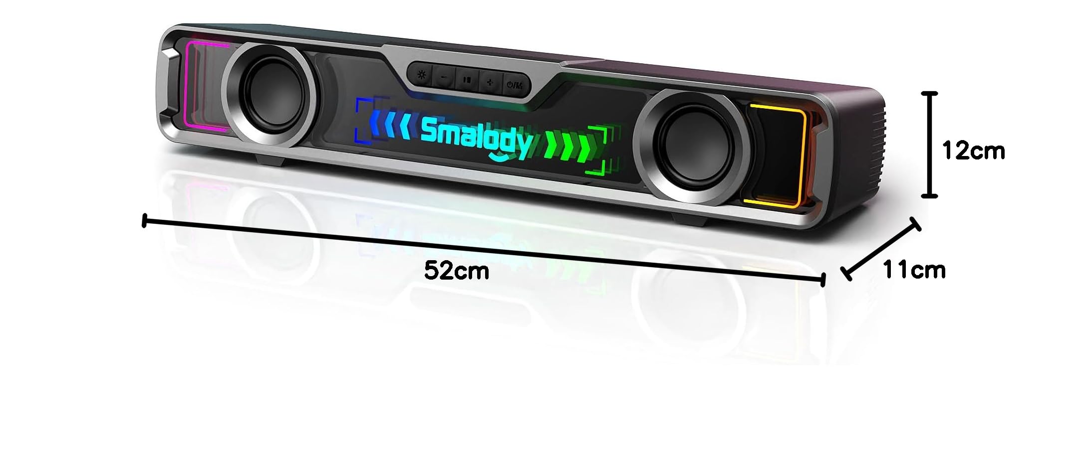 Smalody Altoparlanti per PC, altoparlante da gioco con luci LED, soundbar USB, altoparlante per computer, altoparlante multimediale perfetto per giochi per PC, desktop, computer, laptop