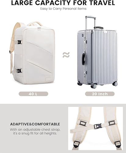 Miniatura 7 de LOVEVOOK Mochila de viaje para mujer, mochilas de transporte, bolsa de viaje para artículos personales, Beige, Contemporáneo