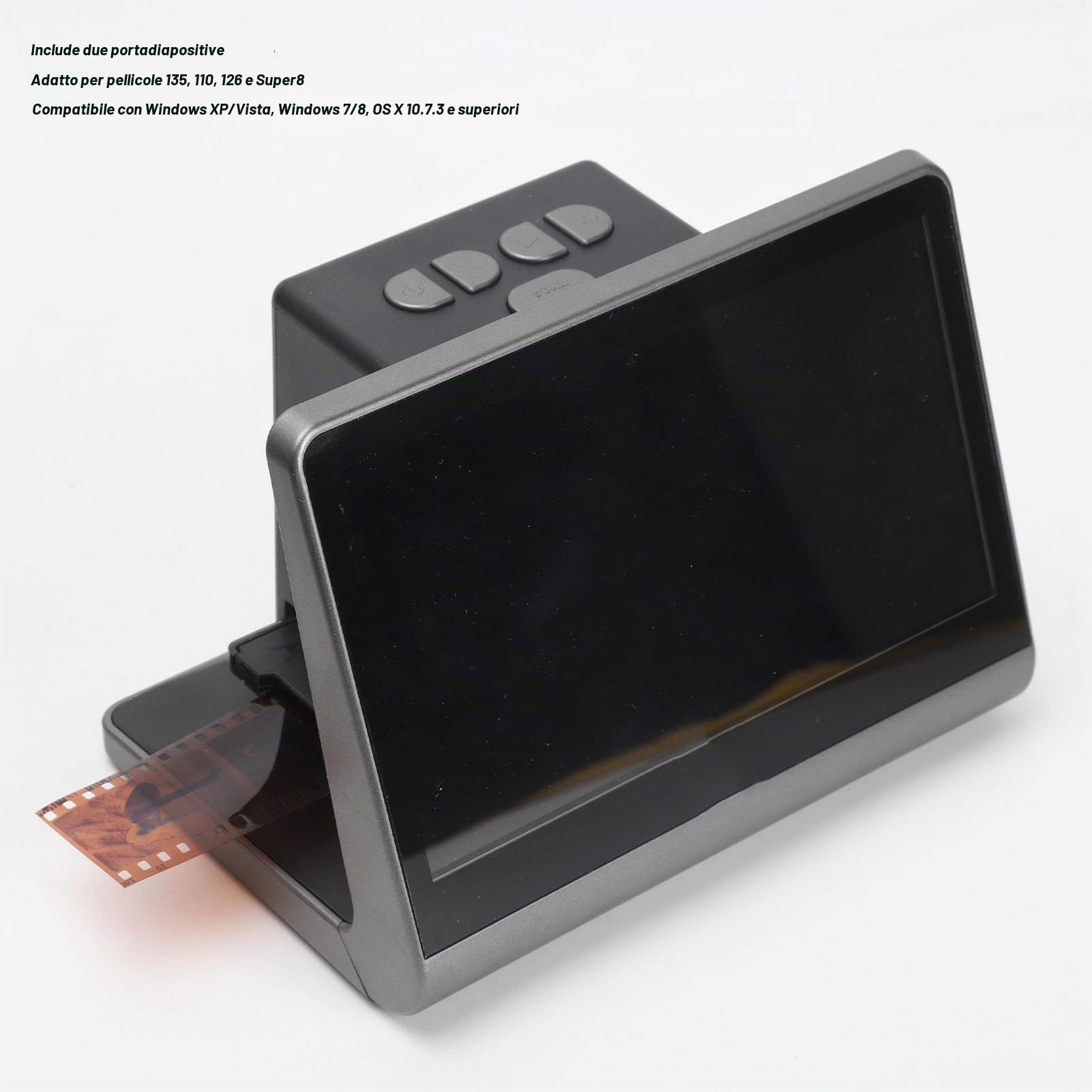 Scanner per Pellicole e Diapositive da 48 MP con Schermo LED da 7 Pollici, Supporto Scanner per Pellicole Digitali Tutto in Memoria da 16 GB Converte Diapositive Negative (Spina