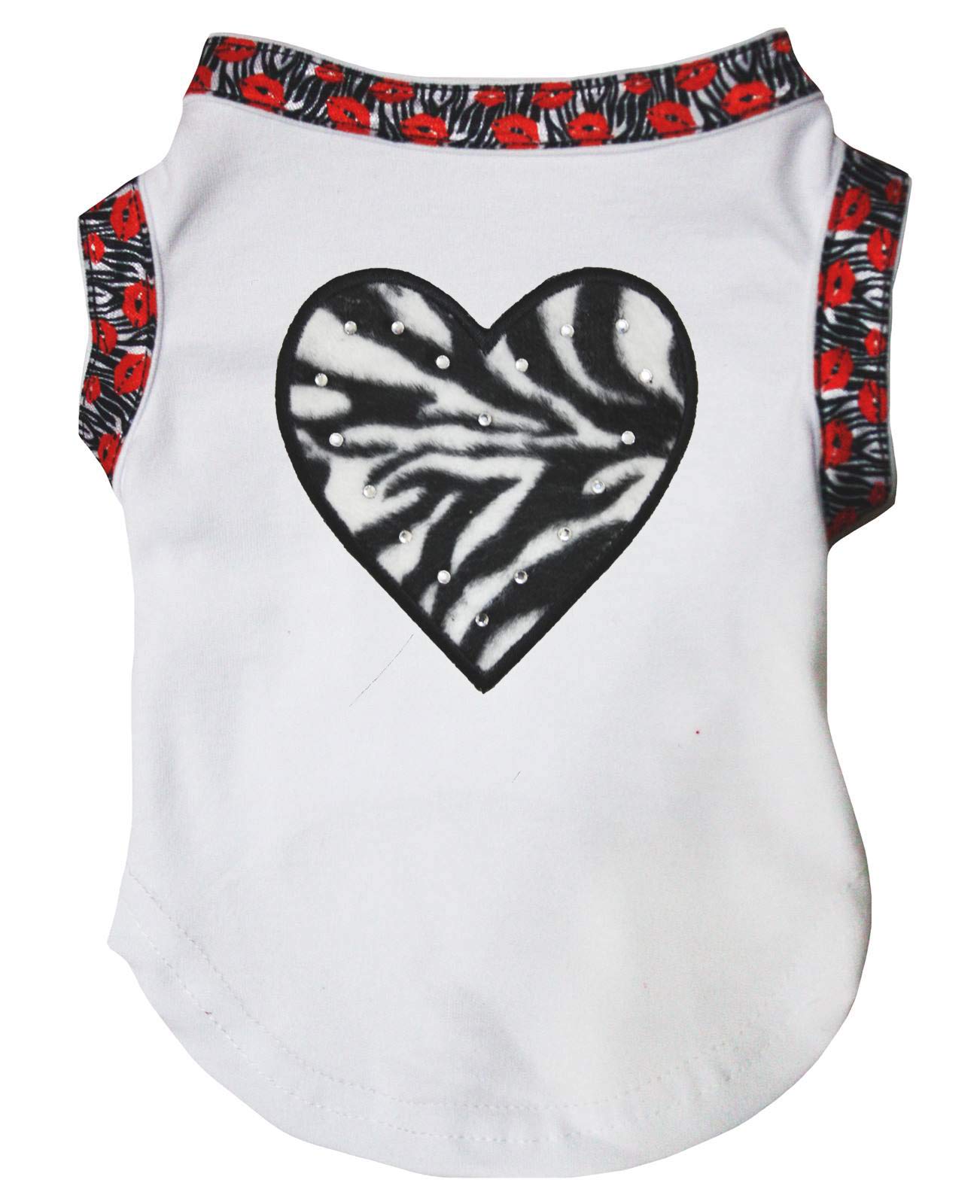 Robe chiot imprimé zèbre et lèvres en coton extensible blanc