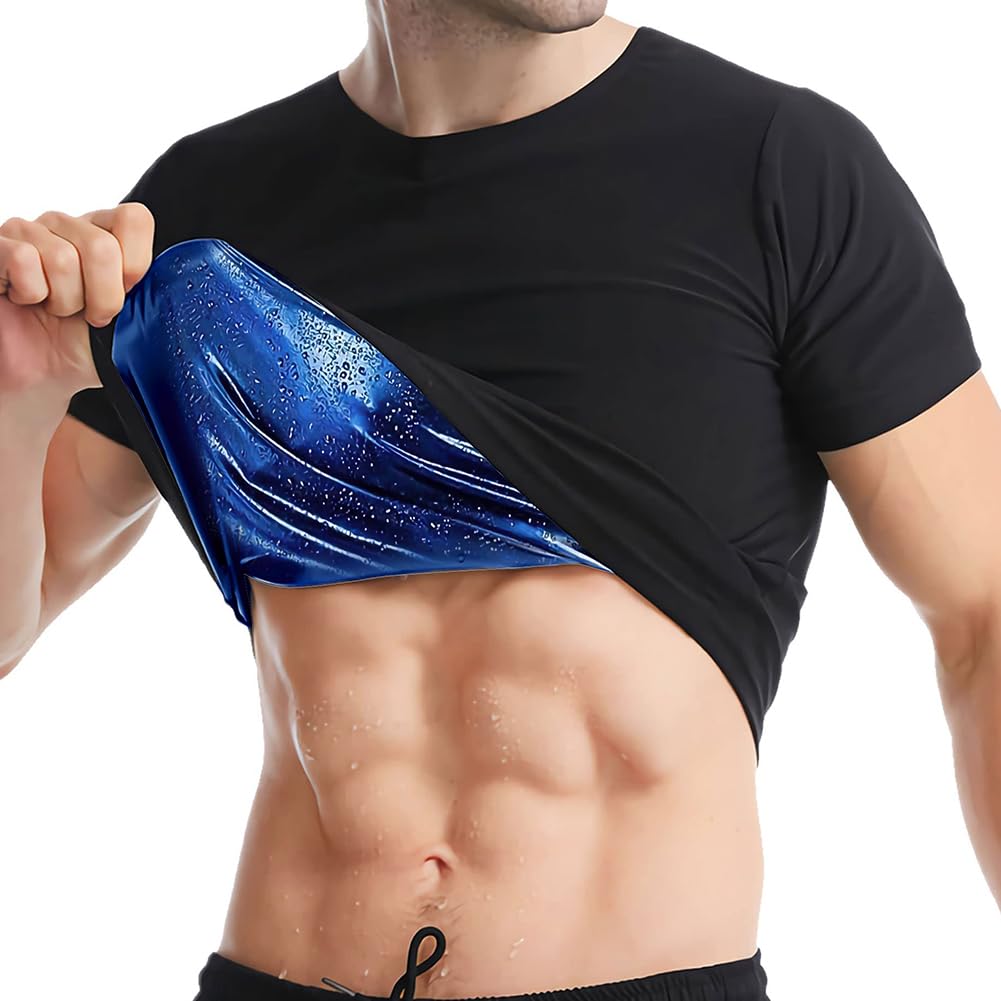 DiULi Canotta Dimagrante Uomo Maglietta Sauna Cerniera Compressione Fitness Manica Corta T Shirt Palestra Body Shaper Sudare