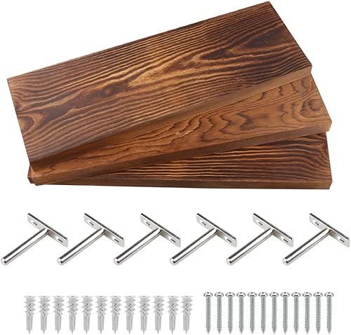 Miniatura 3 de Kosiehouse Estante flotante de madera maciza de pino estantes de pared rústicos de 197 pulgadas estante de almacenamiento para cocina baño Tableros
