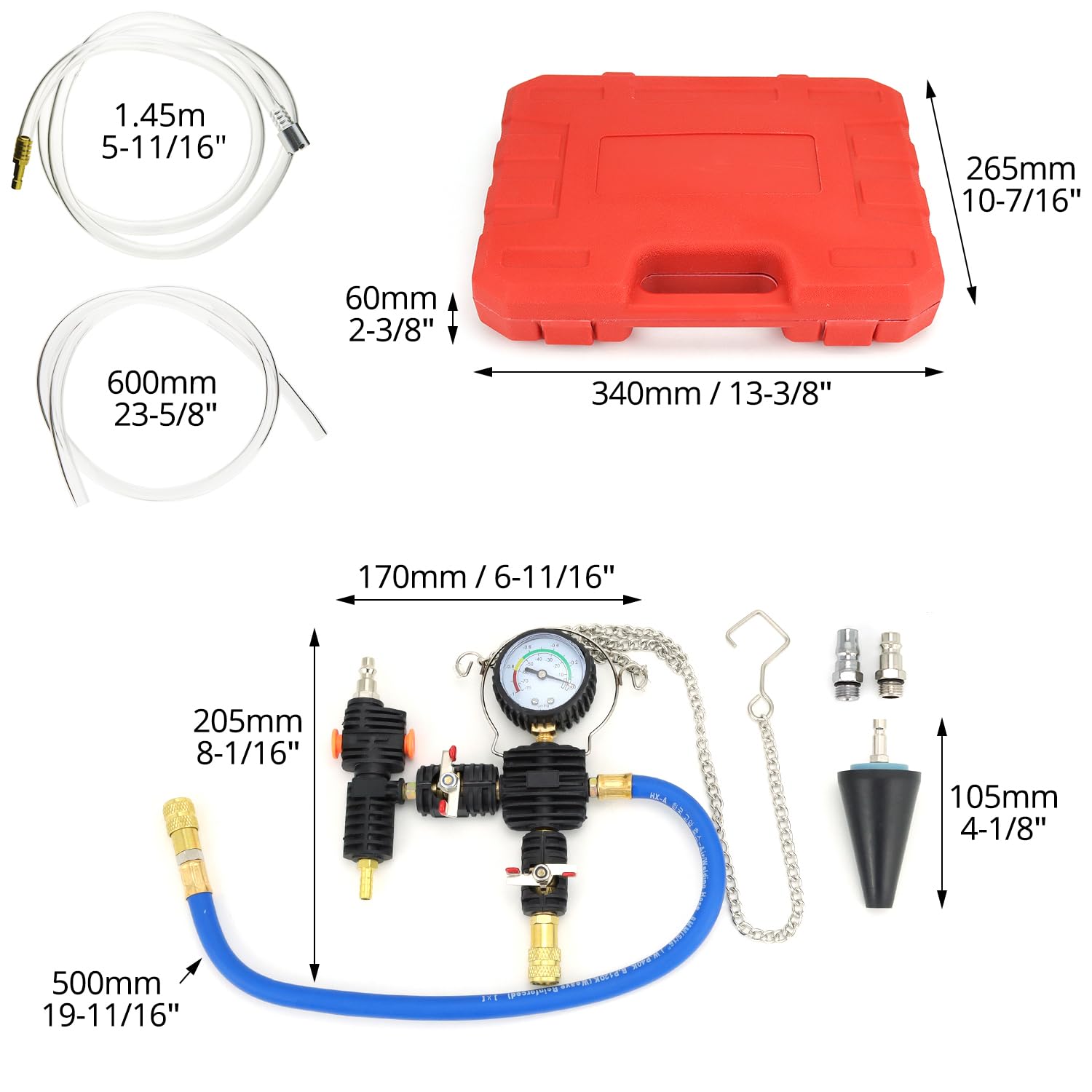 QWORK® Tester di Spurgo del Sistema di Raffreddamento, Ricarica del Liquido di Raffreddamento Attrezzo