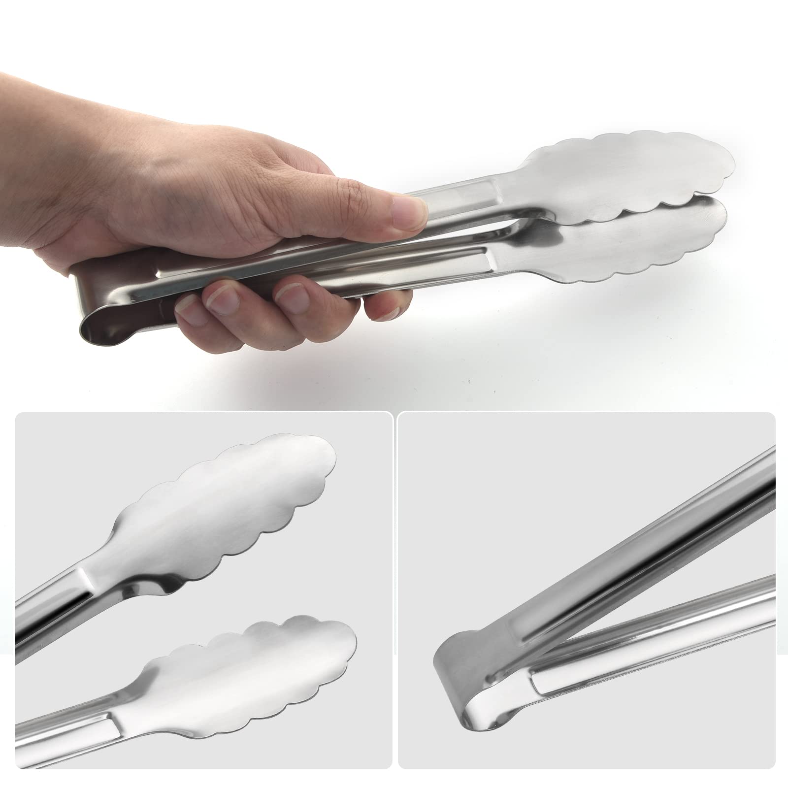 Pinze da cucina da cucina, pinze da buffet, pinze da portata in acciaio inox, piccole pinze da cucina in metallo, confezione da 6, 17,8 cm