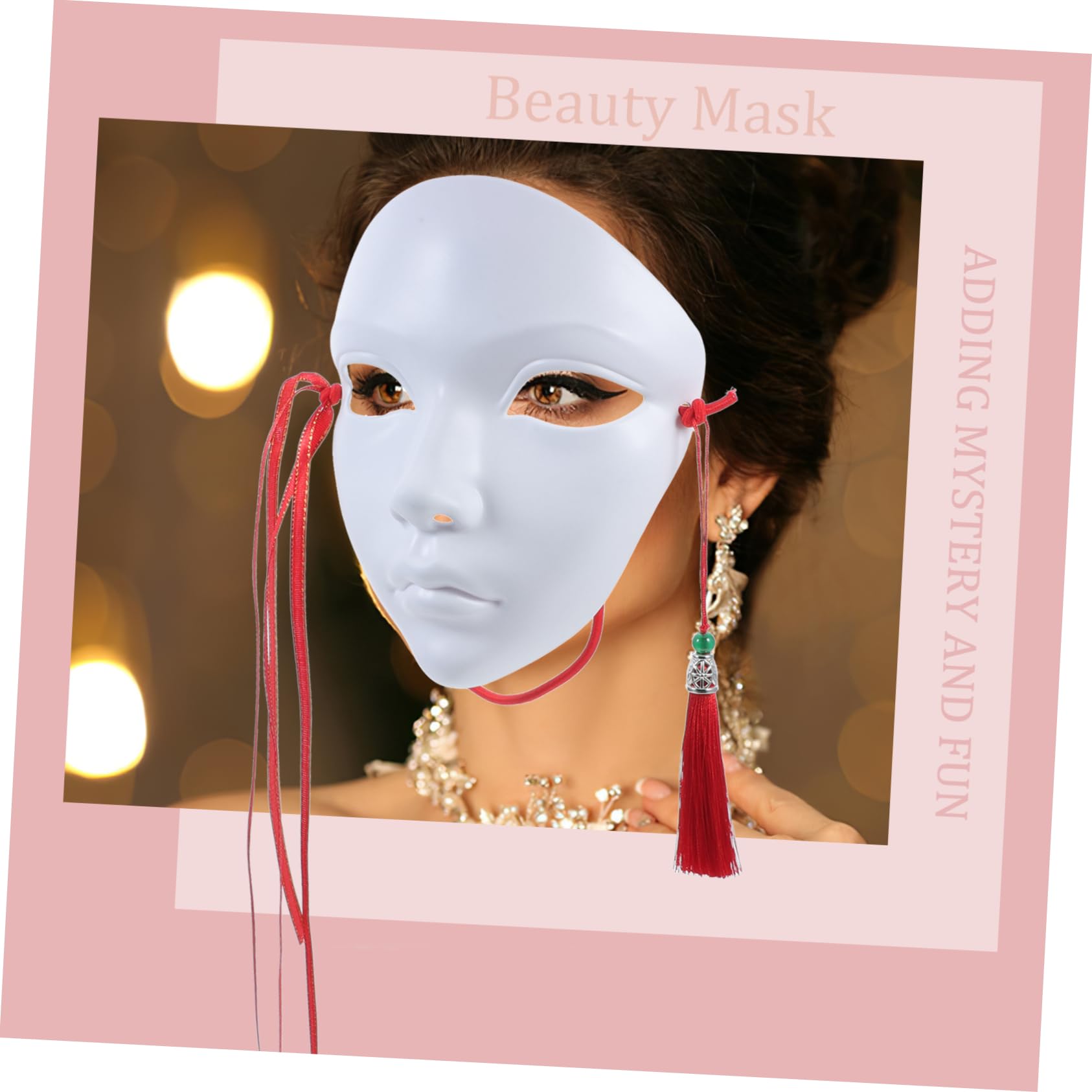 TOYANDONA Maschera in stile cinese mezza maschera bianca vuota per la festa di cosplay da colorare maschere da decorare maschere fatte a mano per adulti pp