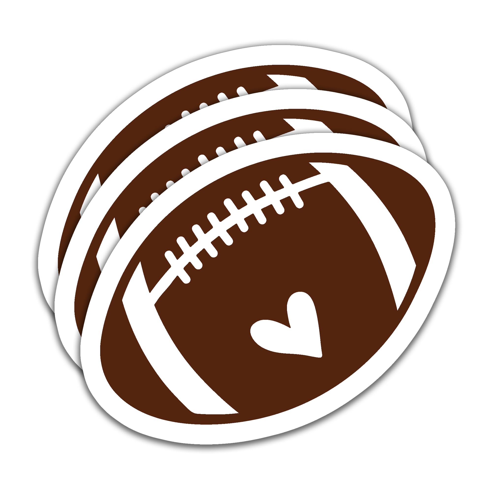 (3PCS) Football Heart Stickers – Cute Waterproof Vinyl Decals for Water Bottles, Tumblers, Laptops, Scrapbooks – Football Team Gifts for Players,