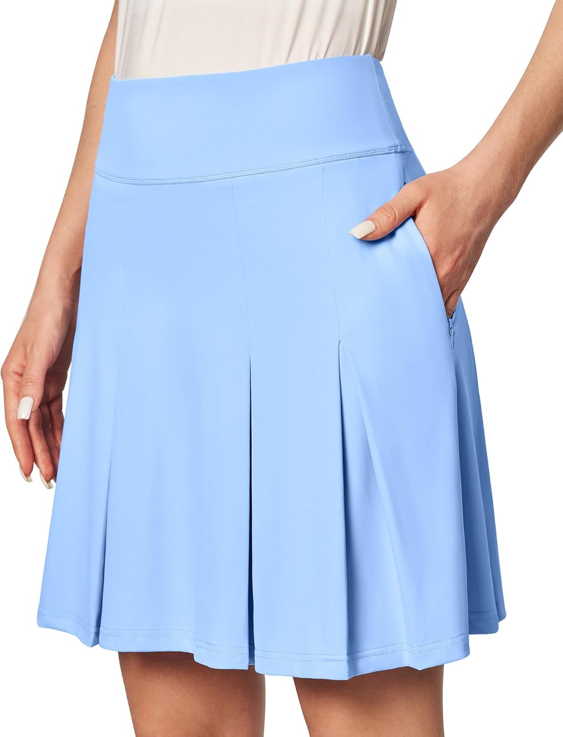 Ewedoos 20”Skort Golf Skirts for Women with Zip-Pocket Knee Length Skorts for Woman Casual Athletic Pleated Tennis Skirt