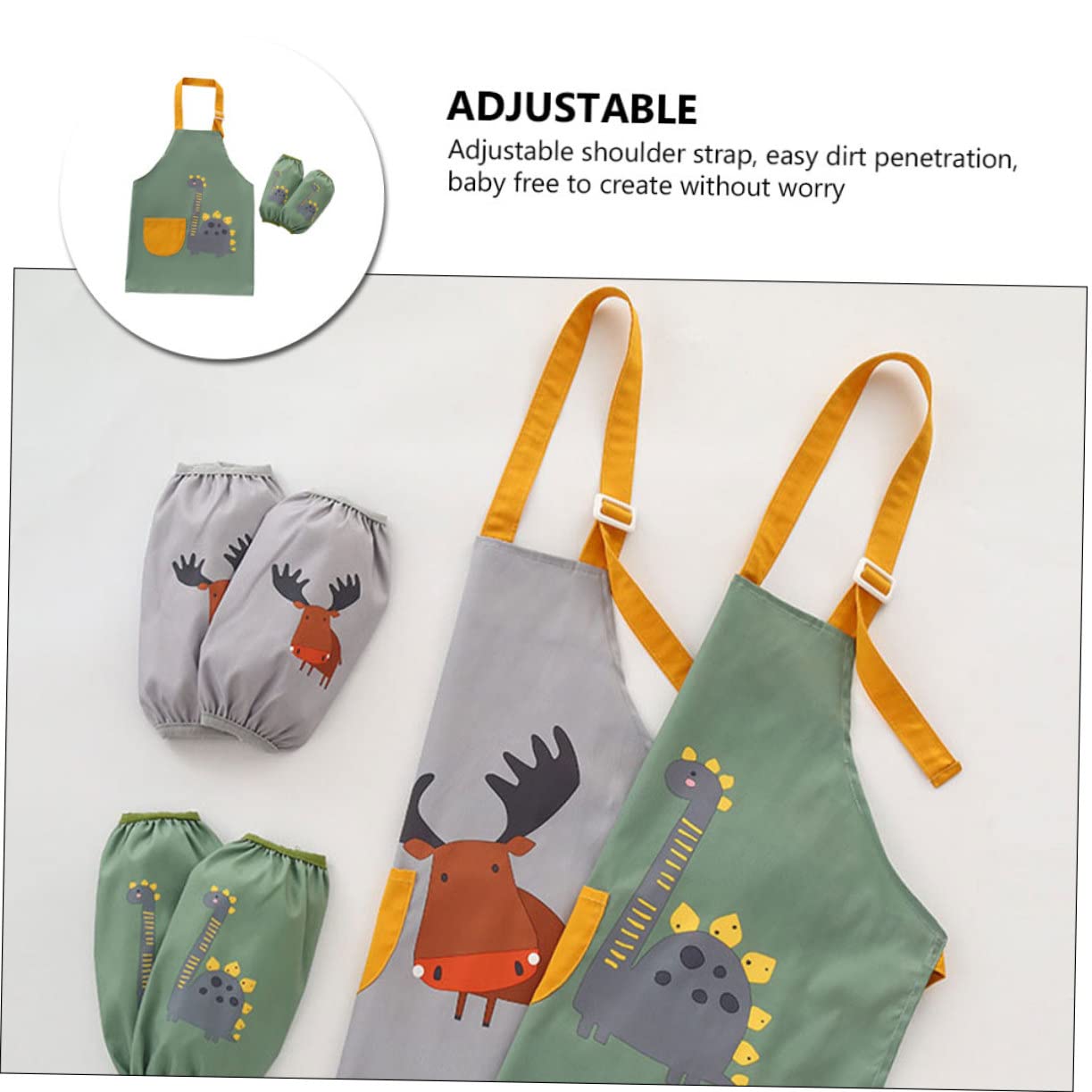 HEMOTON 3sets Grembiule Per Apron Per e Adatto Anni Design e Maniche Elastiche Per Attività Creative e Svezzamento