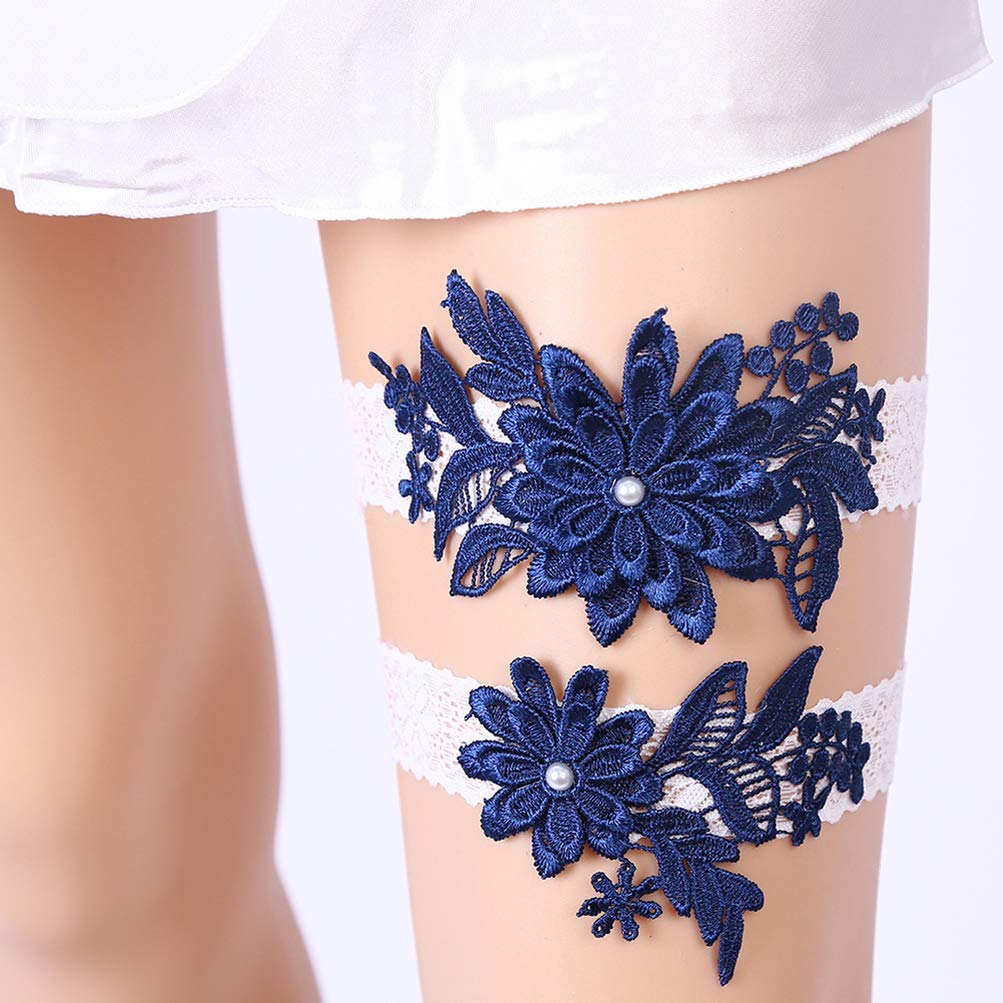 ACiyD Ceinture 1 Paire Mariage Tissu jarretière Fleur Perle Jambe Anneau Ceinture mariée Robe Accessoires