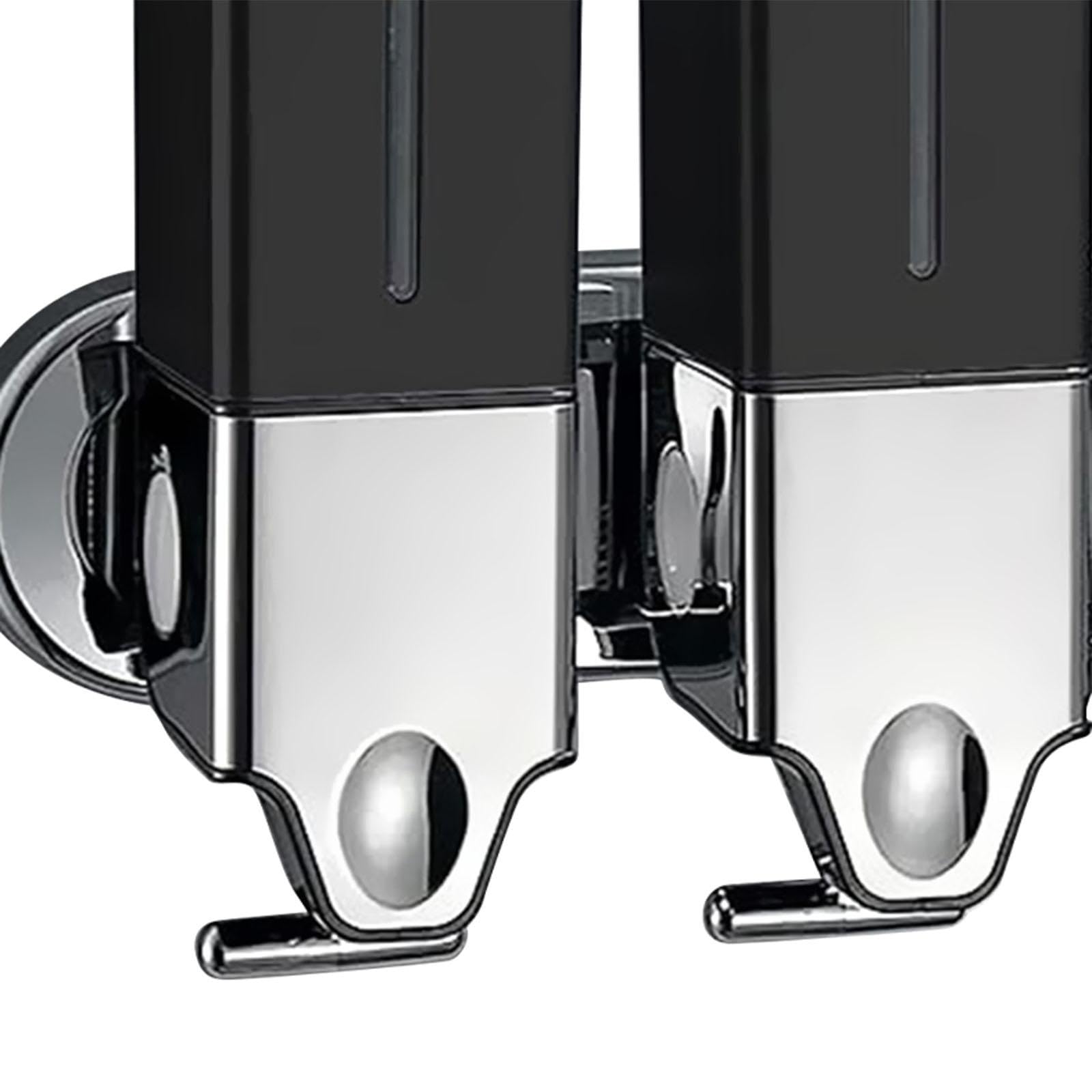 Dispensador de Jabón Pared Baño con Bomba Manual Resistente Recipiente Recargable 1500ml Diseño Compacto Y Transparente Adecuado para Hogar Hotel Rest, Negro, Individual