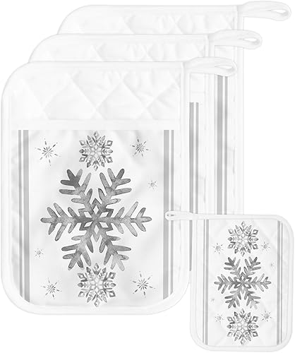 Juego de 3 agarraderas de tela de toalla con bolsillo para cocina, antideslizante y aislante de calor, con bolsillo, guantes gruesos para horno,