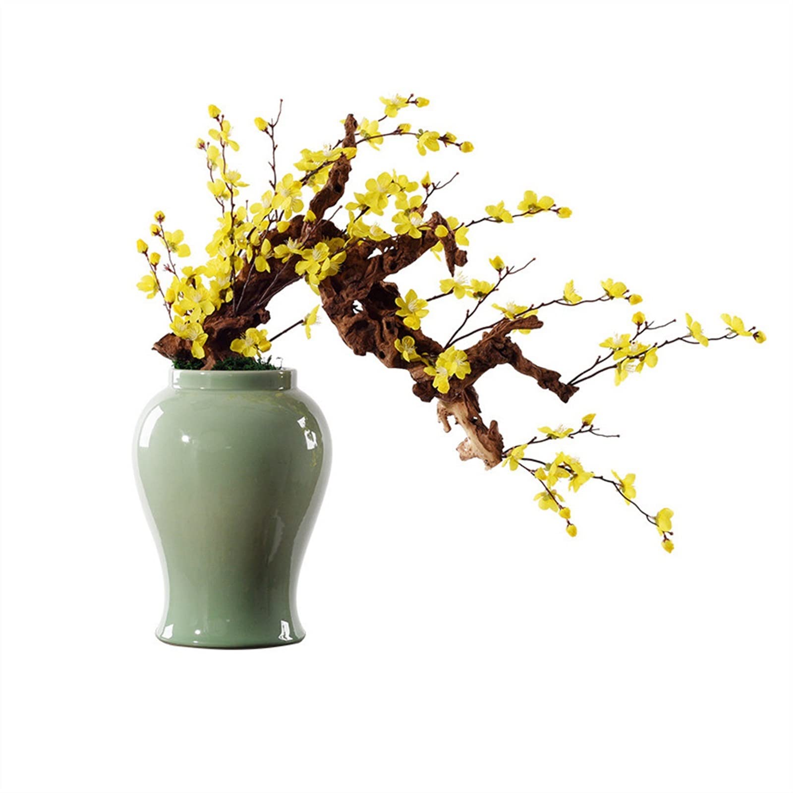 HCZKIUJY Artificial Bonsai Tree Artificial Bonsai Tree 27.5in Large Yellow Simulation Flower Indoor Living Room Decor Simulation Yellow Plum Bonsai Tree with Ceramic Vase Fake Plant Decoration