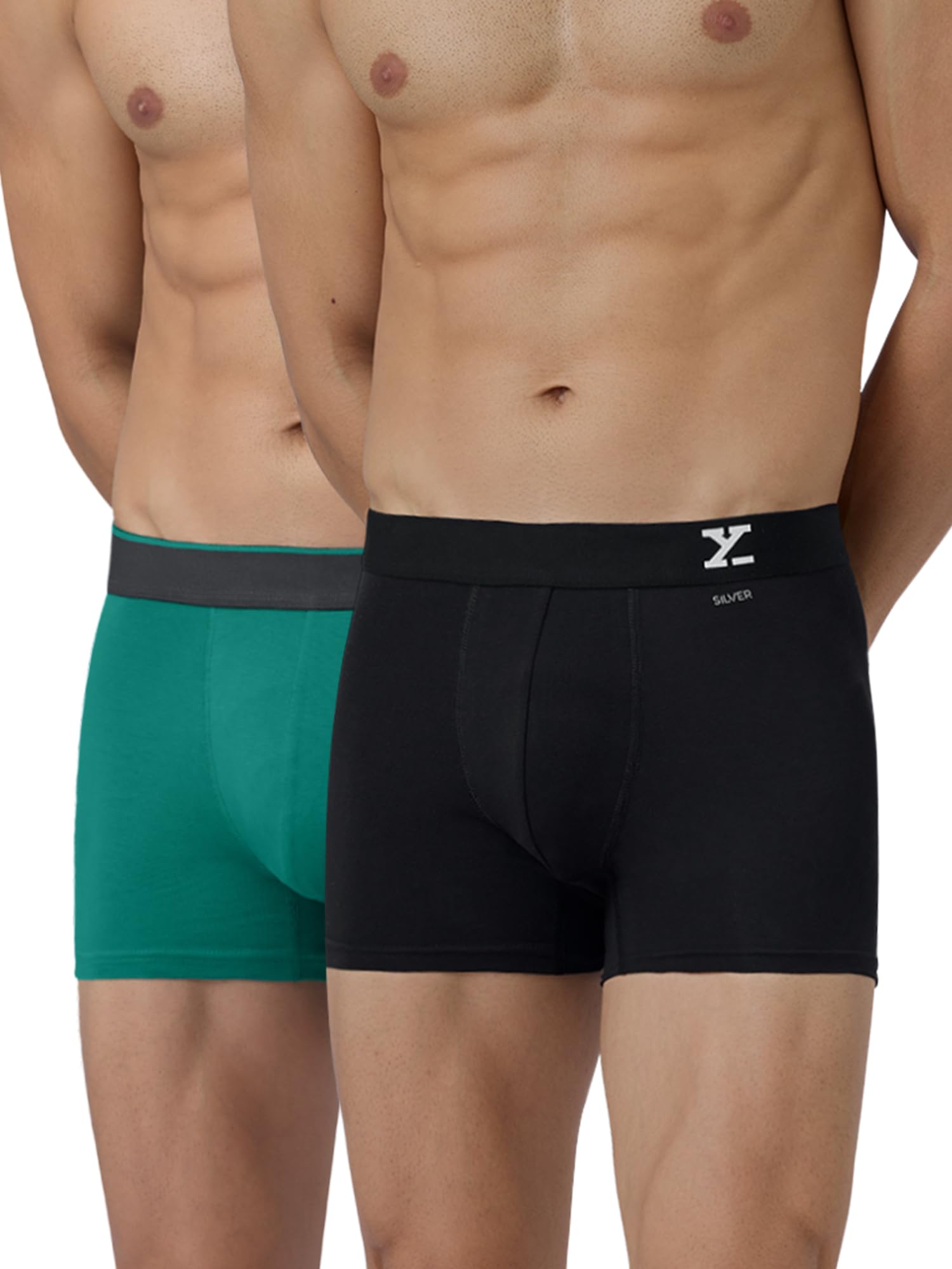 Men's Super Combed Cotton Regular Fit Solid Antibacterial Trunks with No Marks Waistband (Pack of 2)