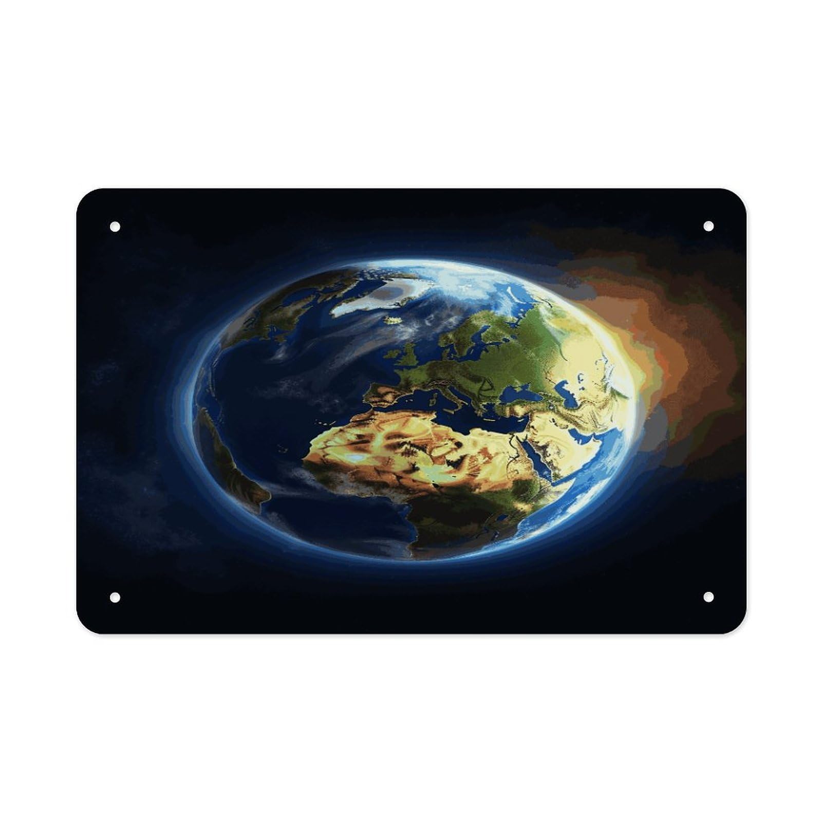 Fekiloot Style Glowing Earth Metal Signs Wall Art Tin Sign