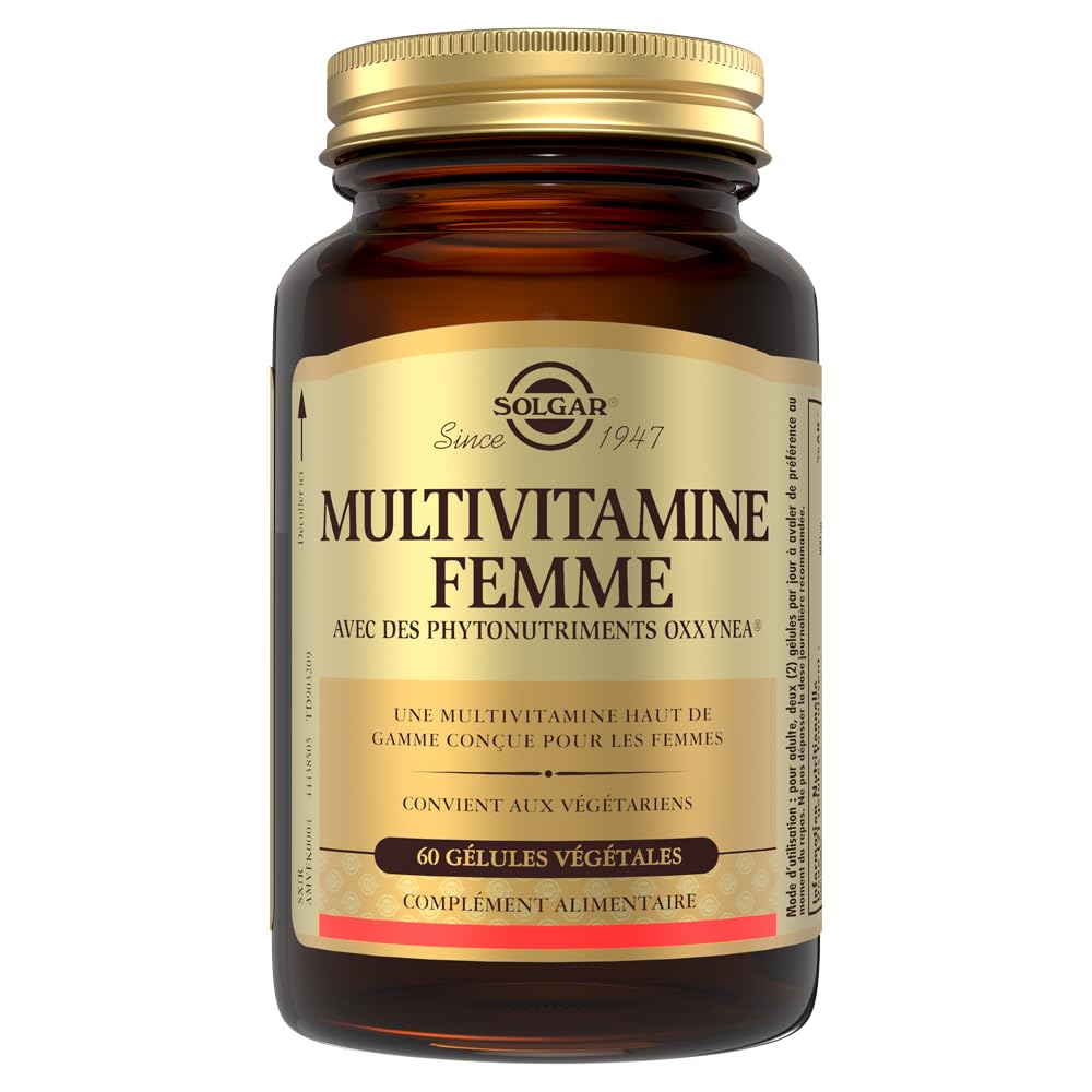Solgar Multivitamine Femme – Réduction de la Fatigue – 13 vitamines et 9 minéraux – Zinc, Fer Bisglycinate, Phytonutriments Oxxynea – Source d'énergie – Complément Alimentaire – 60 gélules végétales