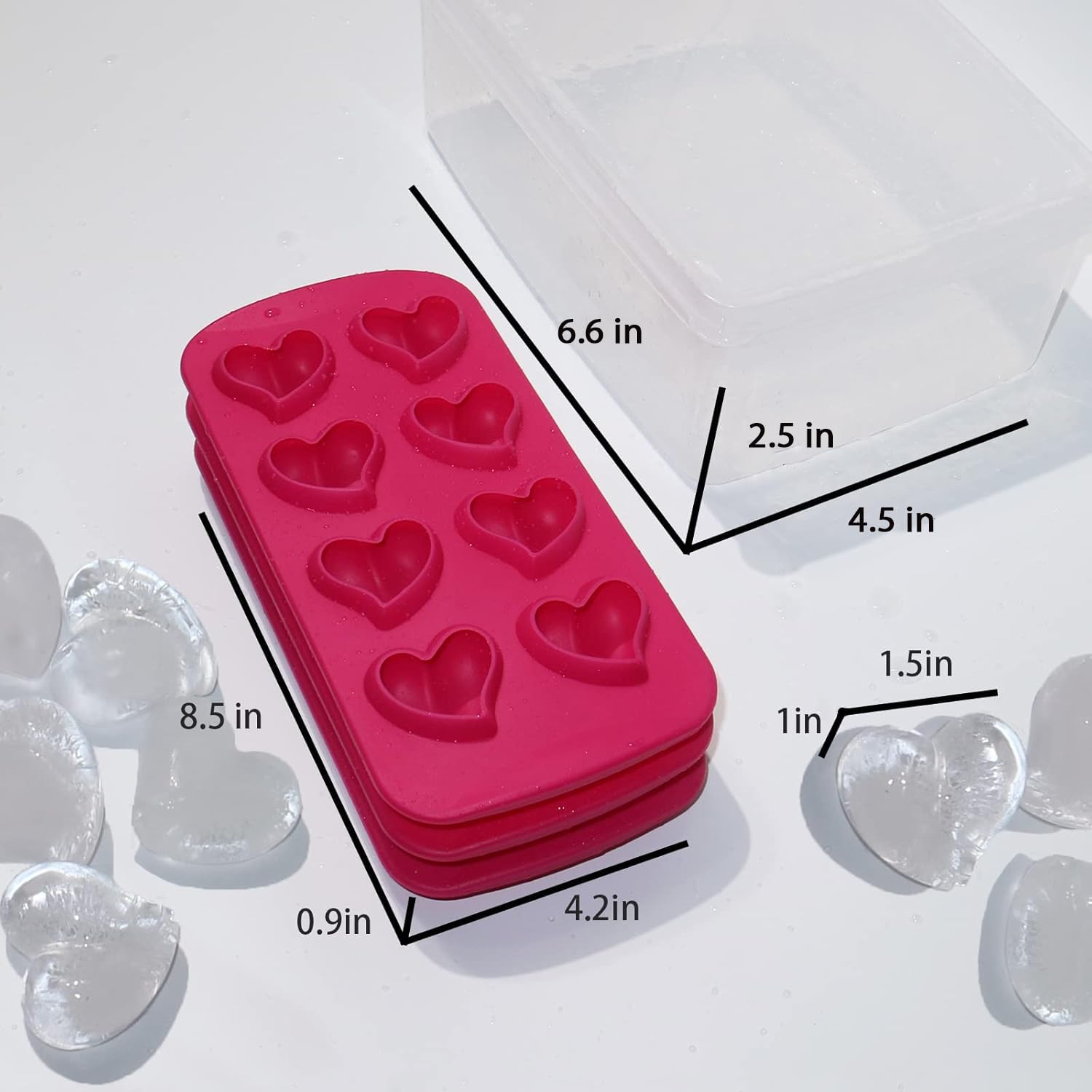 Ice Cube Tray for Freezer Silicone?Podleer Heart Shaped Ice Tray With Lid, Set of 3, 24 PCS Fun Shape Ice Mold For Iced Coffee, Whiskey & Cocktails, Easy-Release Chocolate Candy Molds, BPA Free