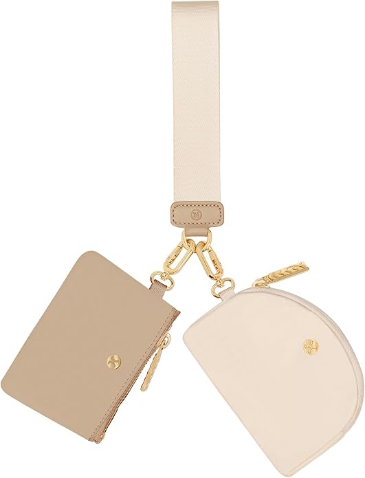 Hovmwey Keychain Wallet, Detachable Dual Pouch Wristlet Wallets for Women Men, Portable Mini Zip Around Small Wallet Coin Purse
