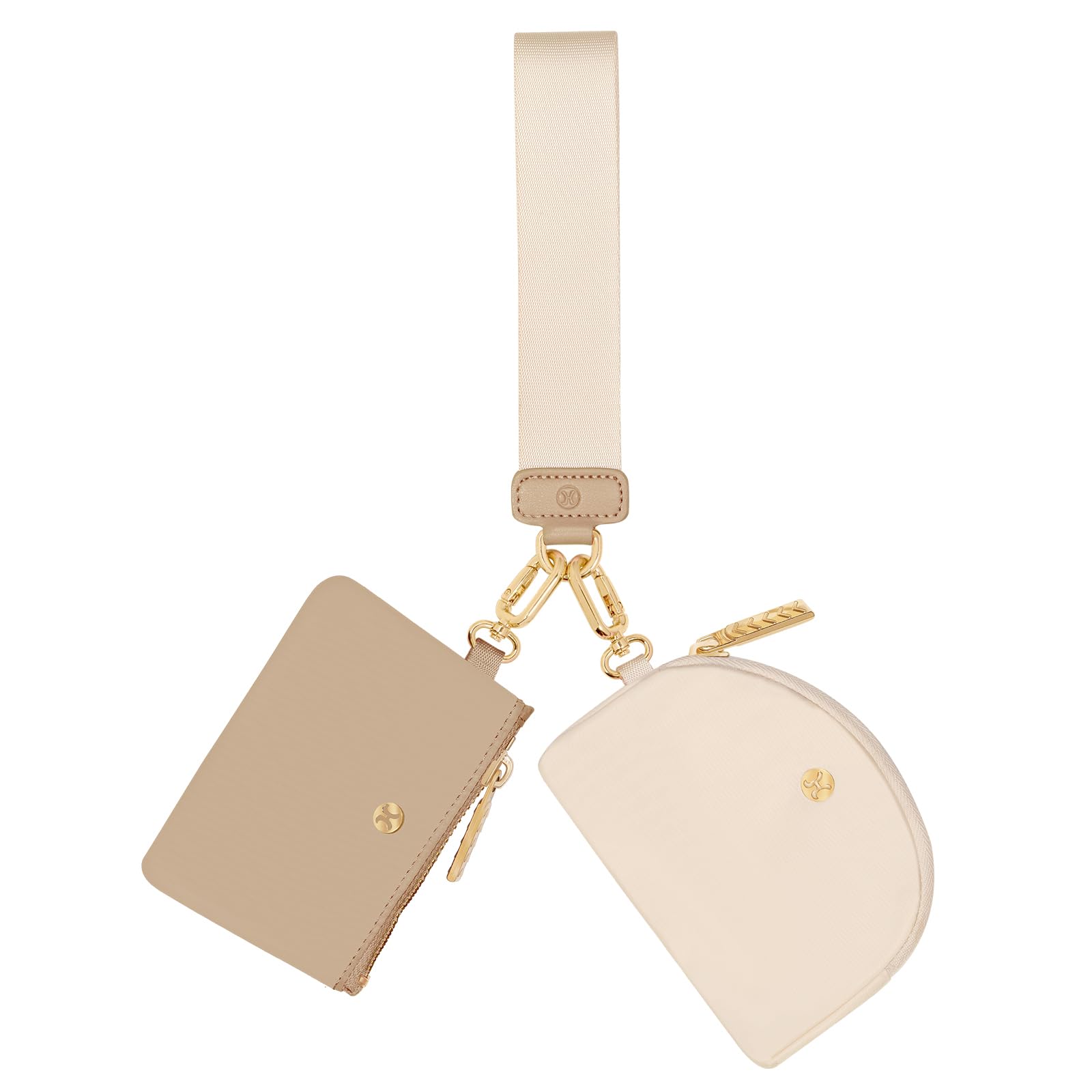 Hovmwey Keychain Wallet, Detachable Dual Pouch Wristlet Wallets for Women Men, Portable Mini Zip Around Small Wallet Coin Purse