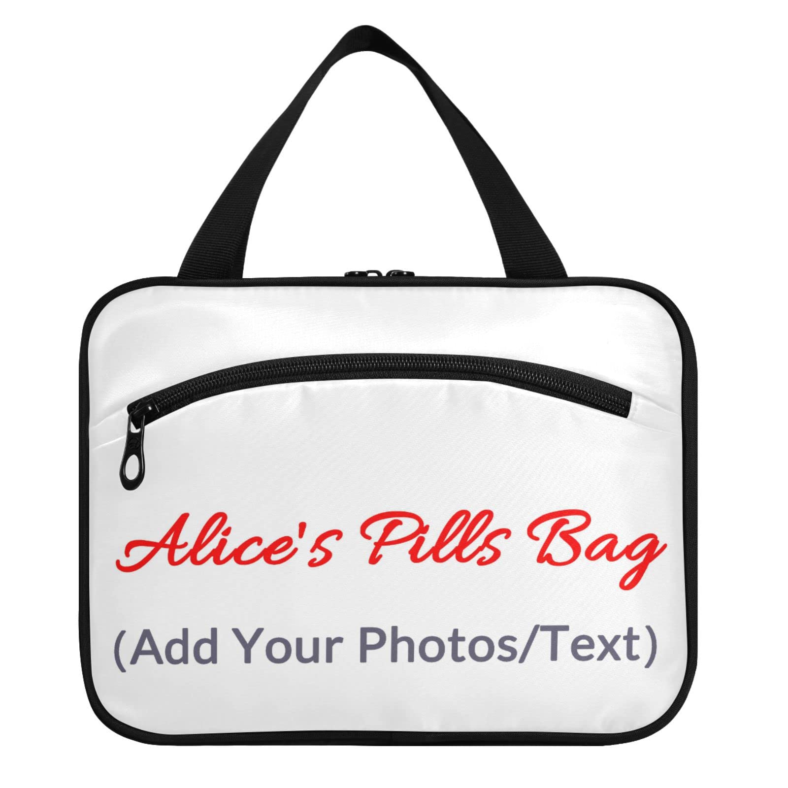 Naanle Custom Pill Organizer Bag with Name Photo Travel Pill Bottle Medicine Organizer Home Storage Medication Bag for Vitamin Supplements, Personalized First Aid Bag for Car Camping