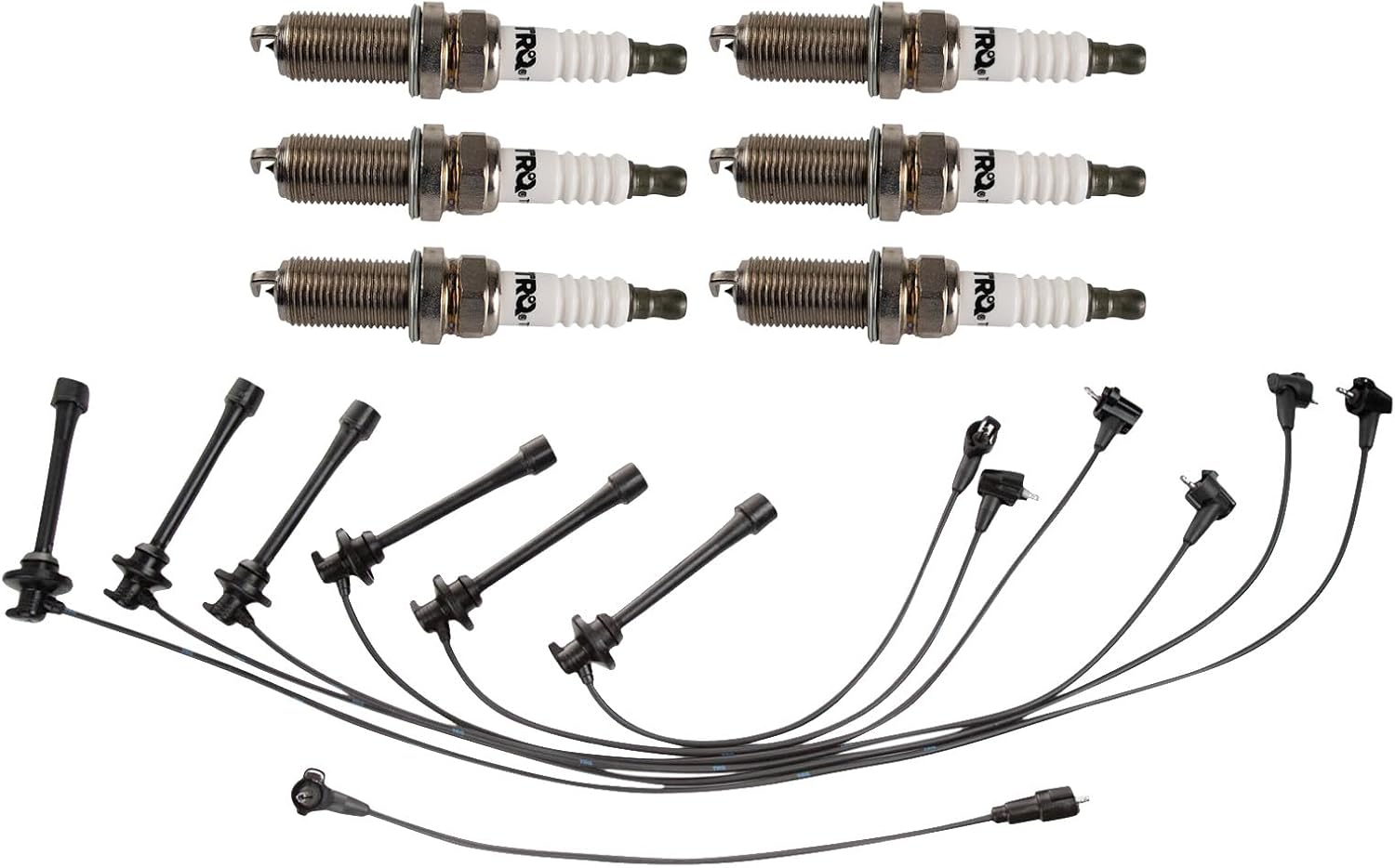 TRQ Ignition Coil & Spark Plug Kit Iridium 7 Piece Compatible with 1993-1997 Toyota Land Cruiser 1996-1997 Lexus LX450