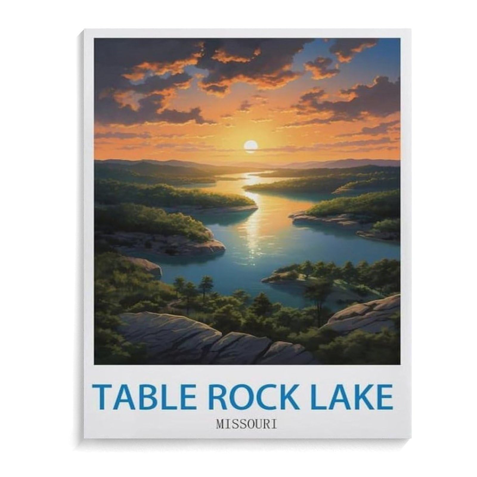1000 Piece Jigsaw Puzzle，Vintage Travel Poster Table Rock Lake Missouri，Adults Children Paper Toy Educational Game（50x70cm）-L8