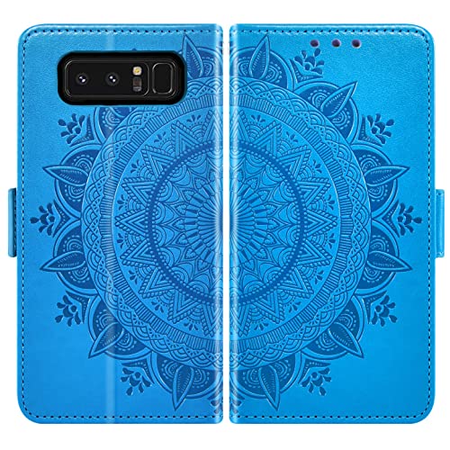 Protection Galaxy Note 8 portefeuille Asuwish avec vitre verre trempé bleu - 6