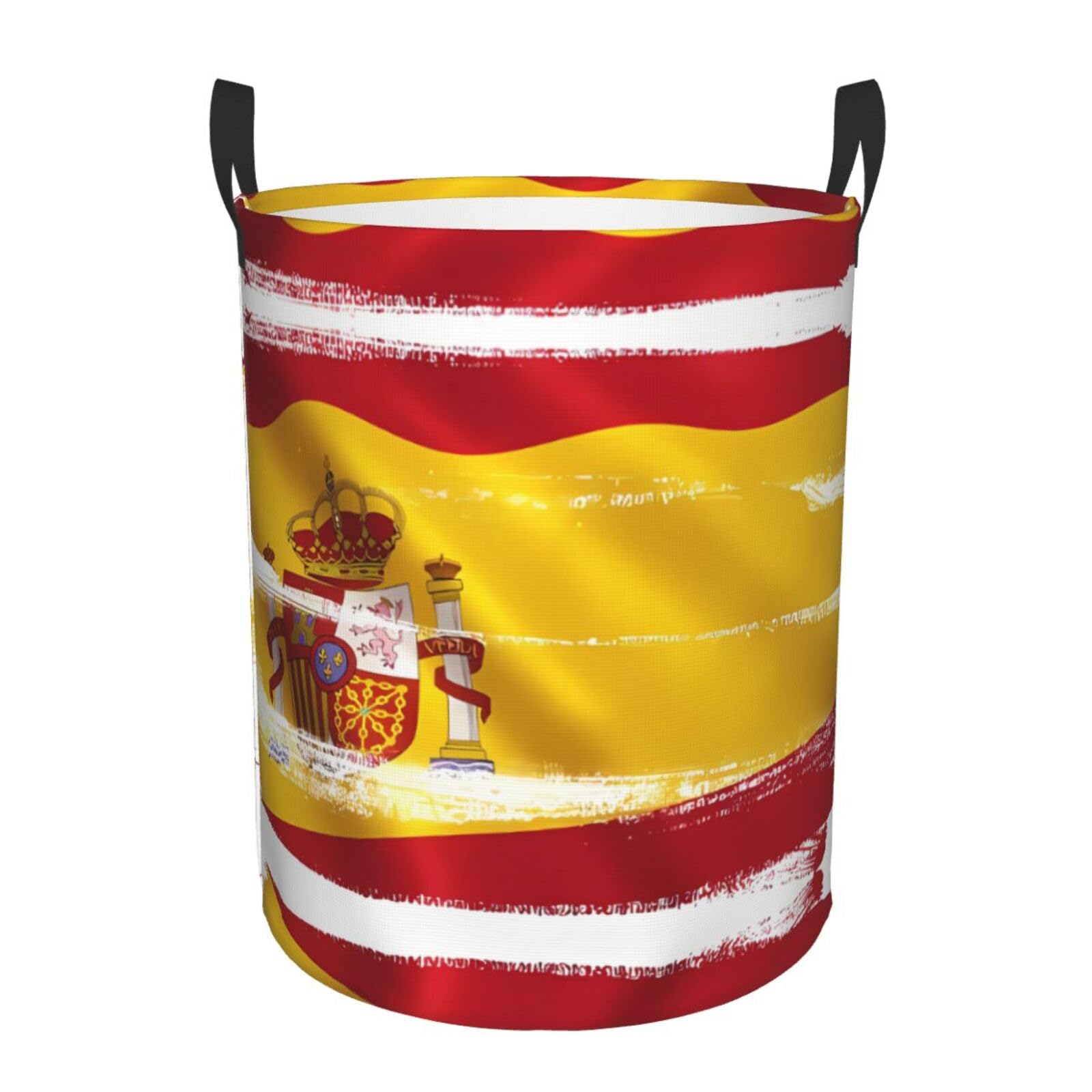 M Collapsible Spain Flag Print Circular Hamper Round