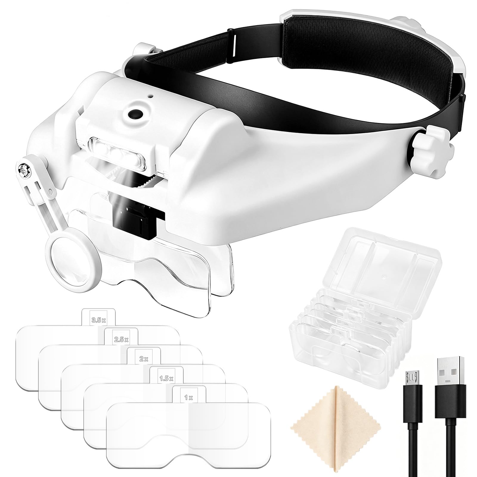 Amazon.co.jp: SUNJOYCO ヘッドバンド拡大鏡 1X-14X ヘッドセット拡大