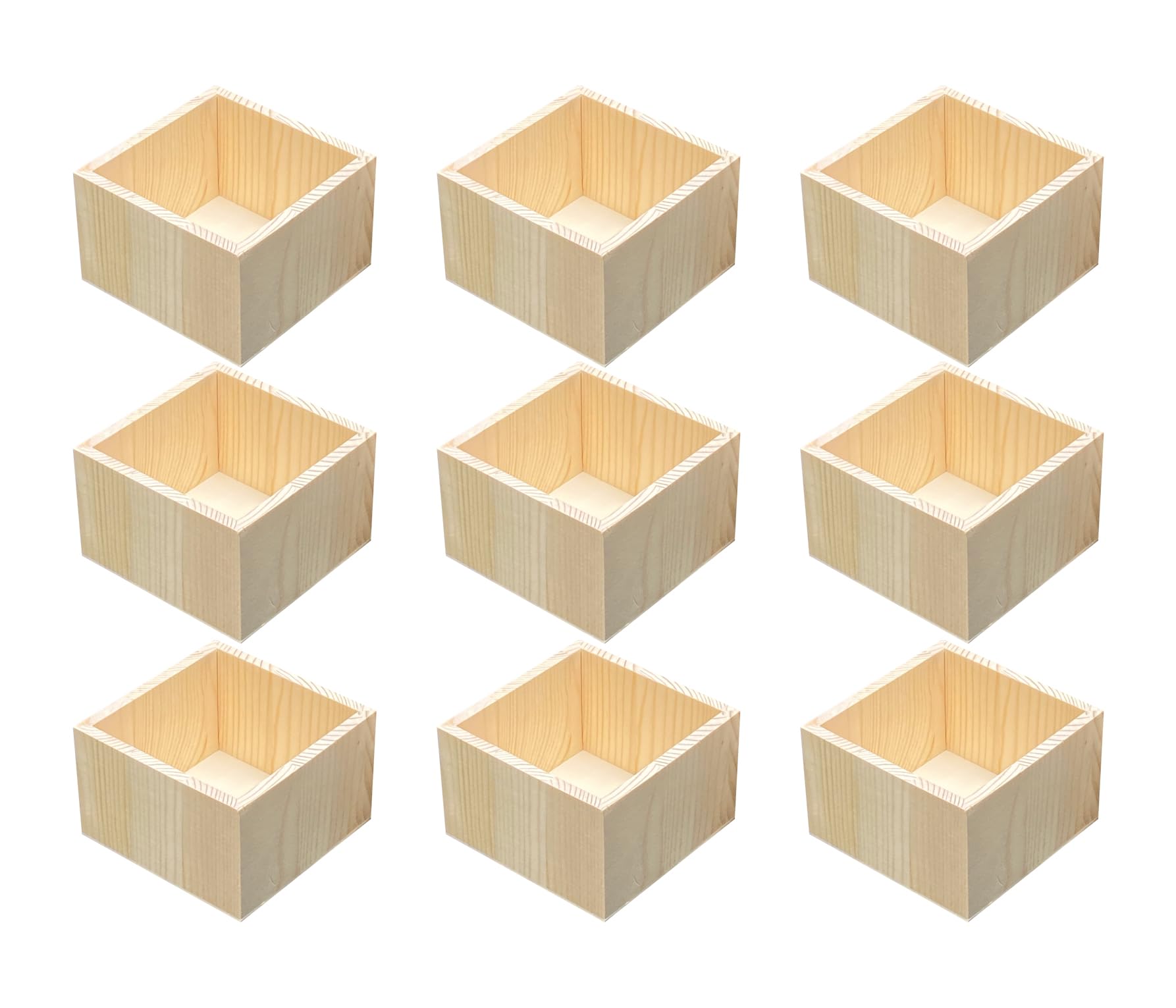 6 Pack 4.7 Inch Square Wood Box Unfinished Small Wooden Boxes for Crafts (Outer 4.7X 4.7X 3 in,Interior 4 x 4 x 2.9 in)