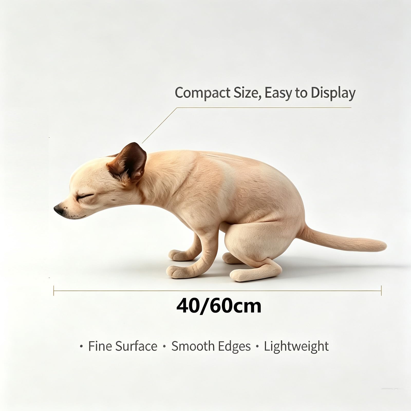 Cuscino decorativo realistico a forma di animale 3D, peluche divertente di cane che fa la cacca, regalo scherzoso creativo per adulti, peluche morbido antistress, scherzo unico (60cm,Yellow)