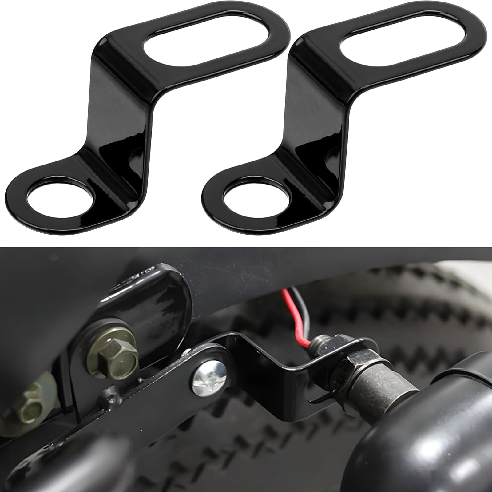 4-Pack Universal Motorcycle Turn Signal Relocation Brackets - L-Shape Black Metal Mounts - View #13